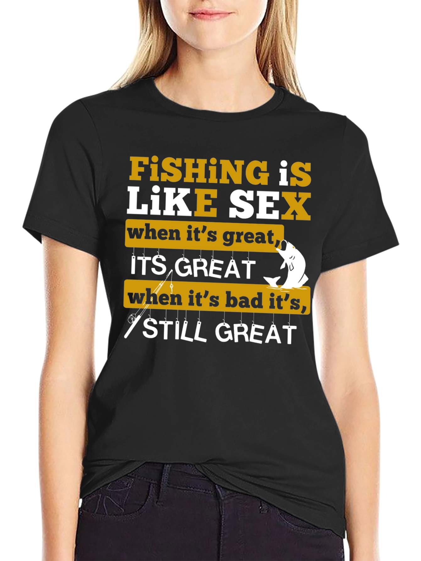 Black Fishing is Like Sex Graphic T-Shirt view 2
