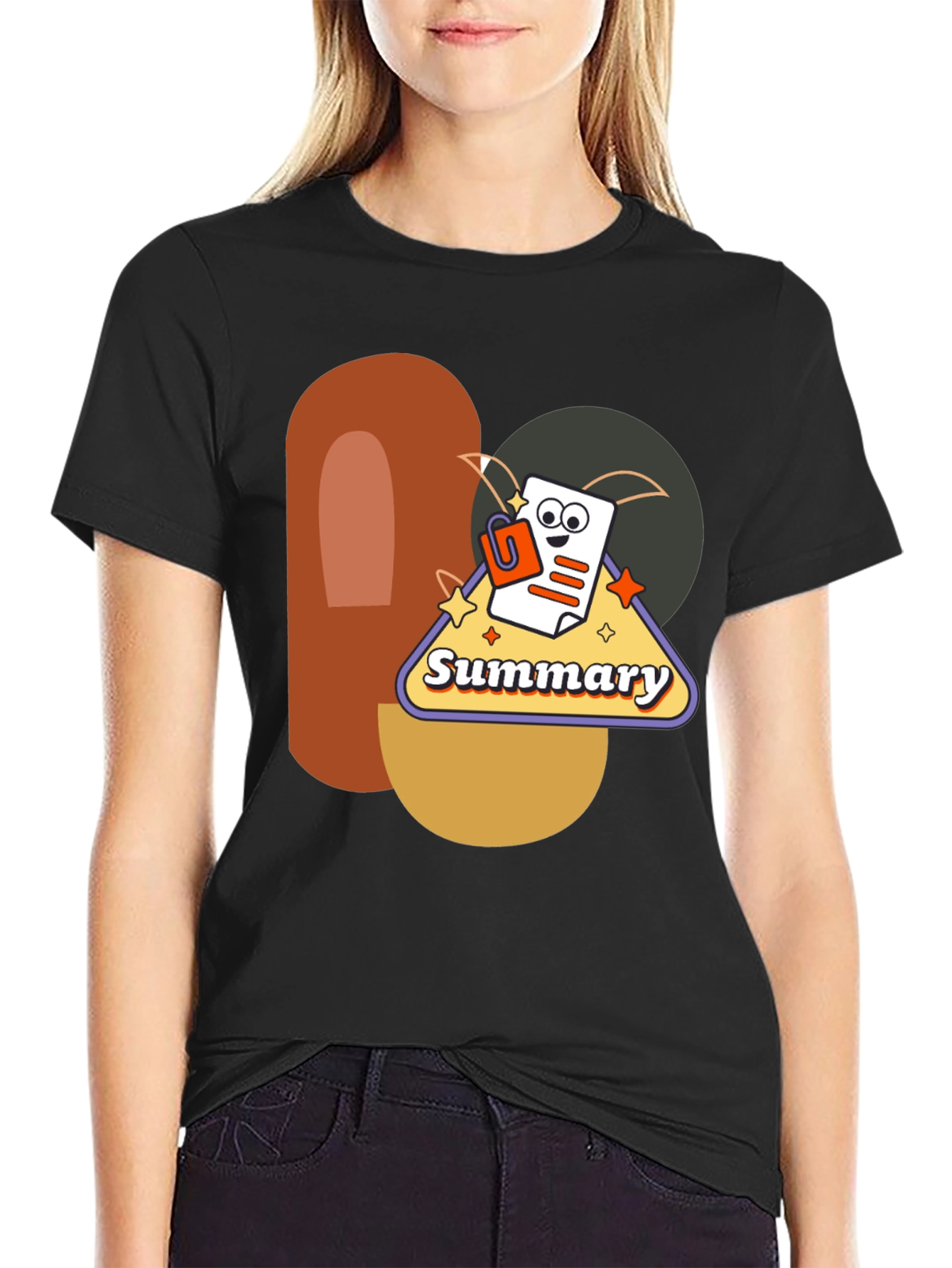 Black Summary Graphic Tee - Retro Style view 2