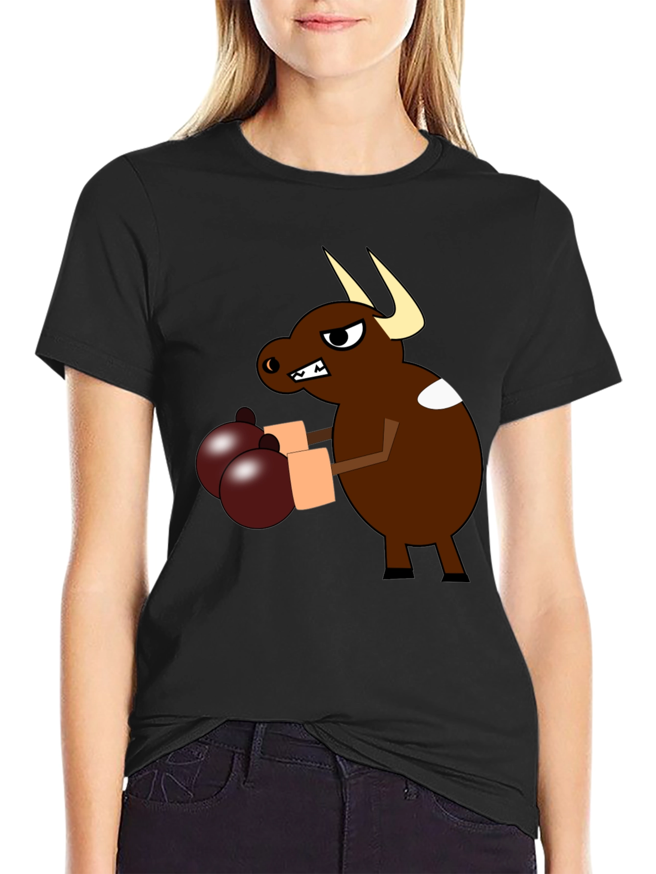 Black Boxer Bull Graphic Tee - Black Cotton Blend view 2