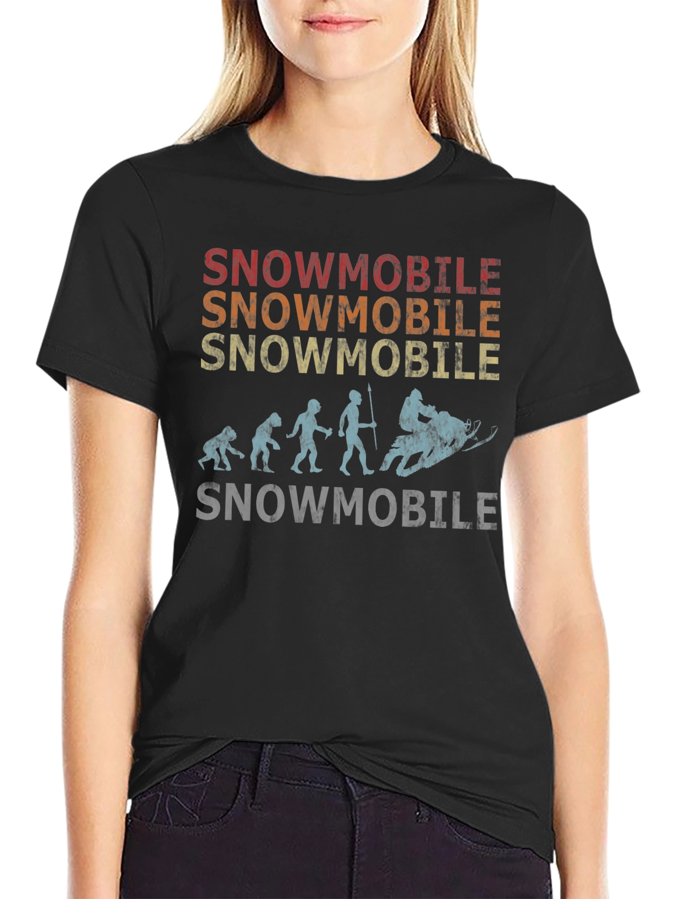 Black Snowmobile Evolution T-Shirt view 2