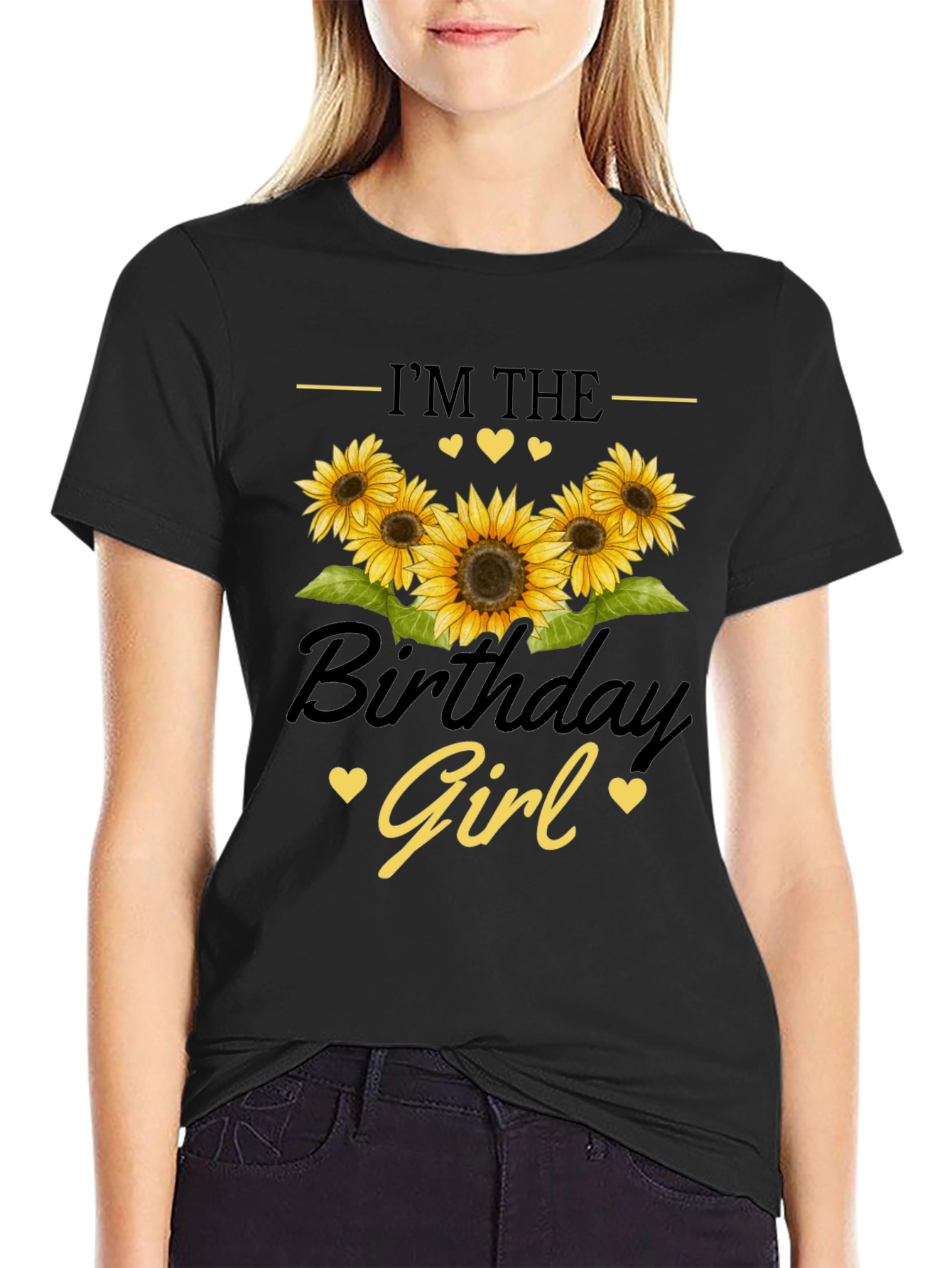 Black Birthday Girl Sunflower Graphic Tee view 2