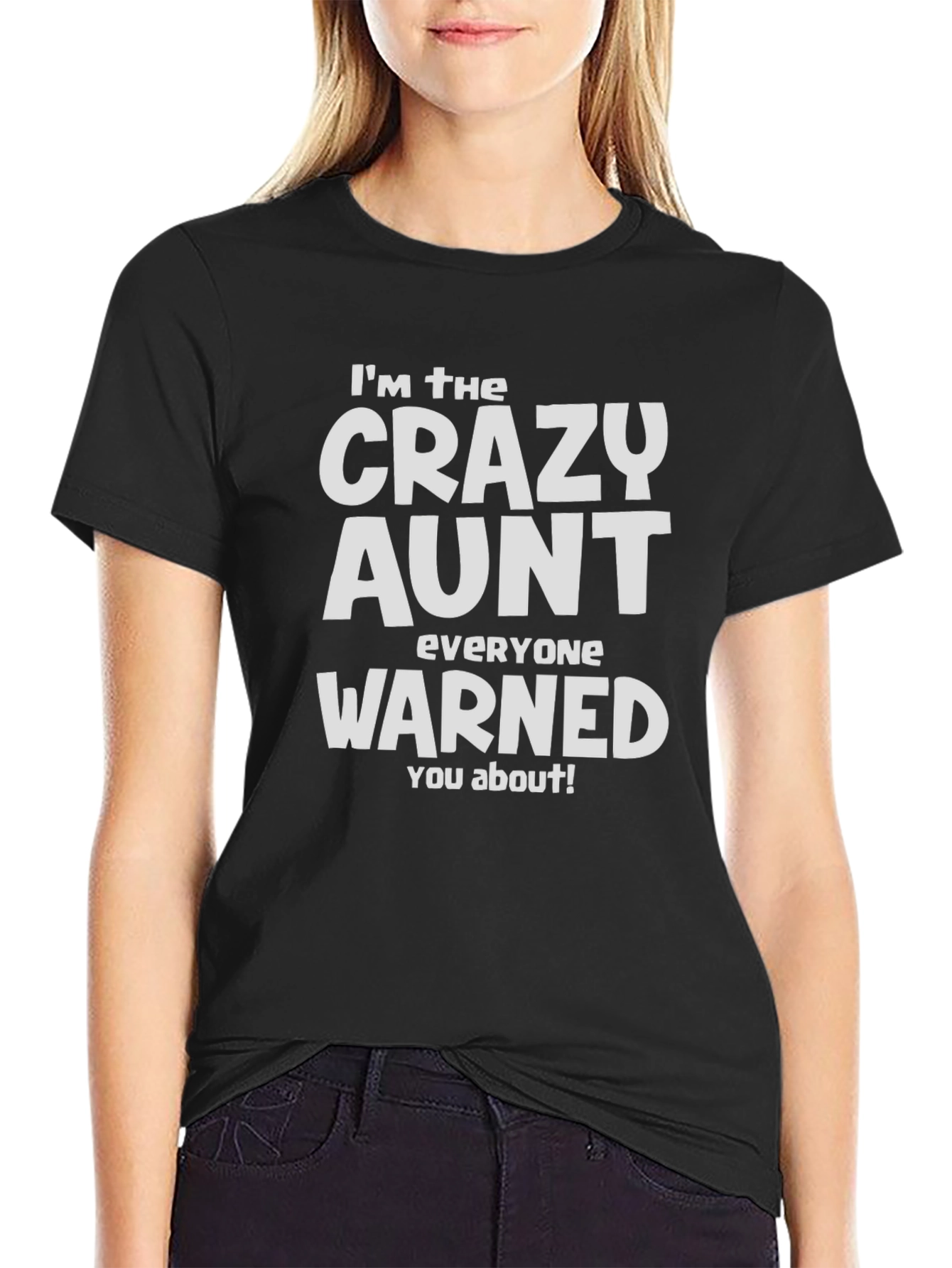 Black Crazy Aunt Graphic T-Shirt - Fun Aunt Tee view 2