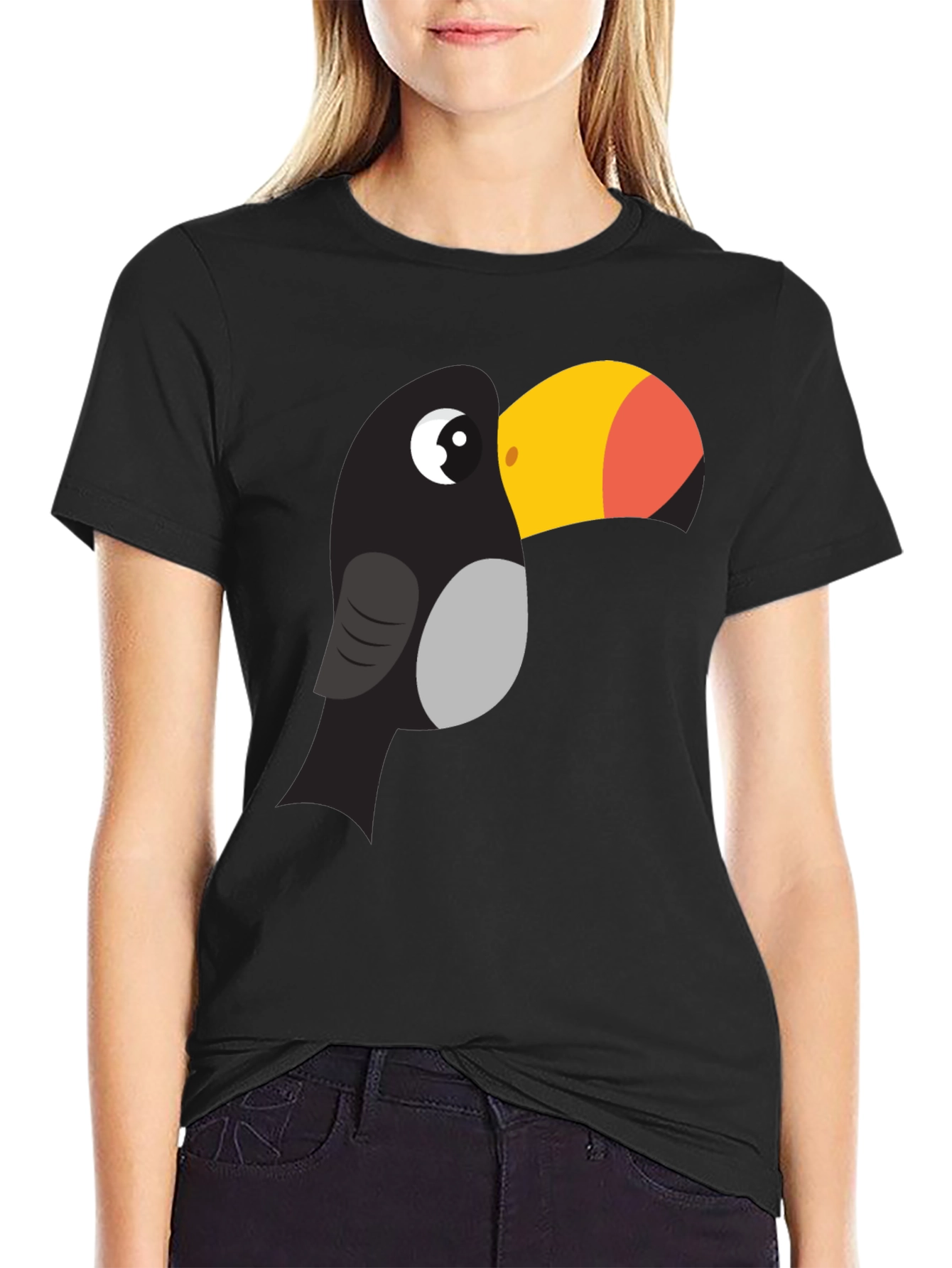 Black Toucan Graphic Tee - Fun Cartoon Bird T-Shirt view 2