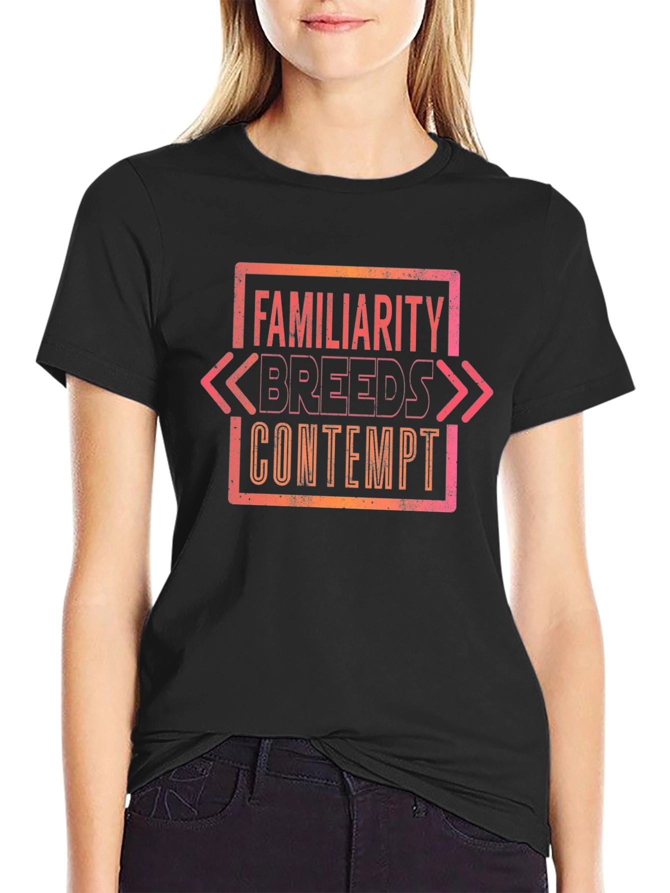 Black Familiarity Breeds Contempt Graphic Tee view 2