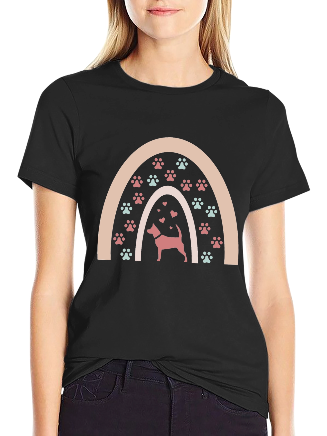 Black Dog Paw Rainbow Graphic Tee - Unisex view 2