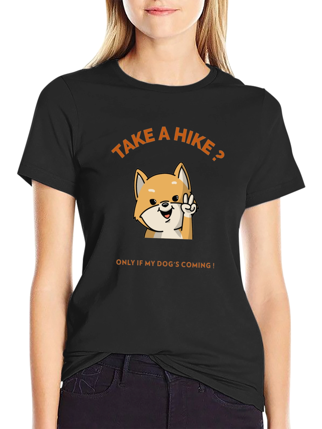 Black Take a Hike? Dog Lover's Black Graphic Tee view 2