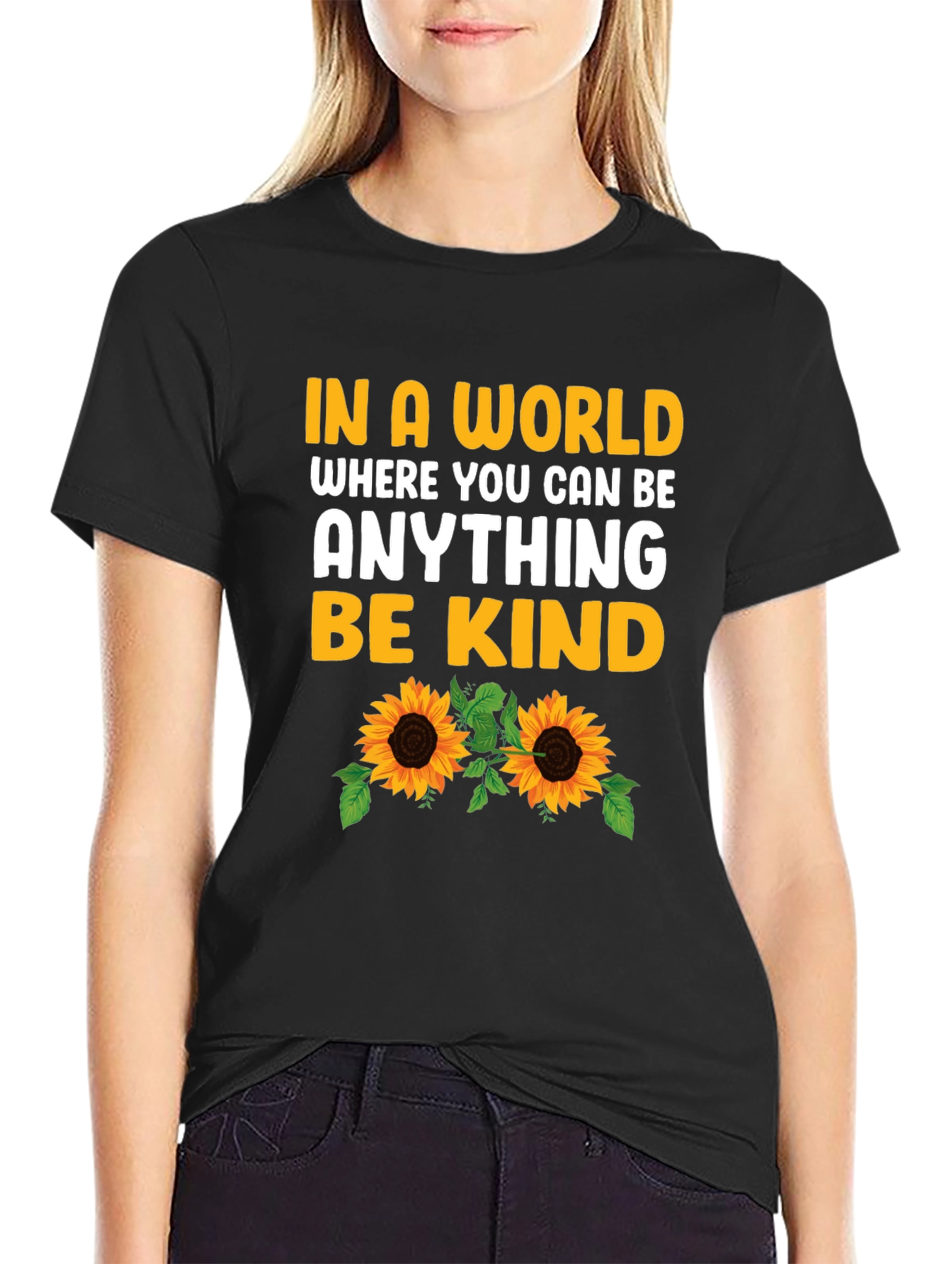 Black Be Kind Sunflower Graphic Tee view 2