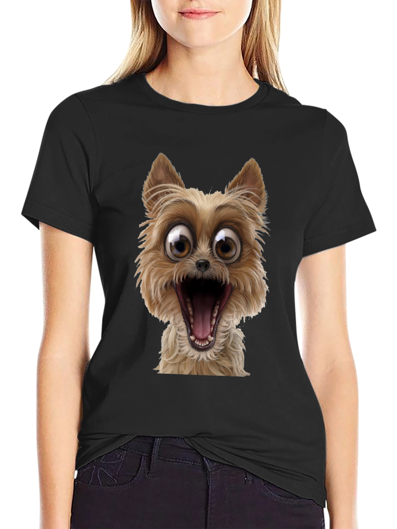 Black Dog Cartoon Graphic Black T-Shirt view 2