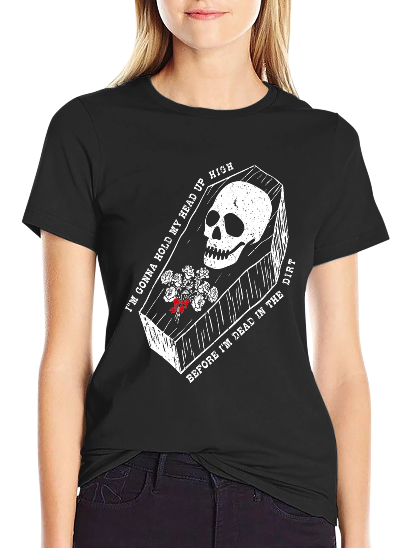 Black Skull Coffin Graphic Tee - Hold My Head Up High view 2