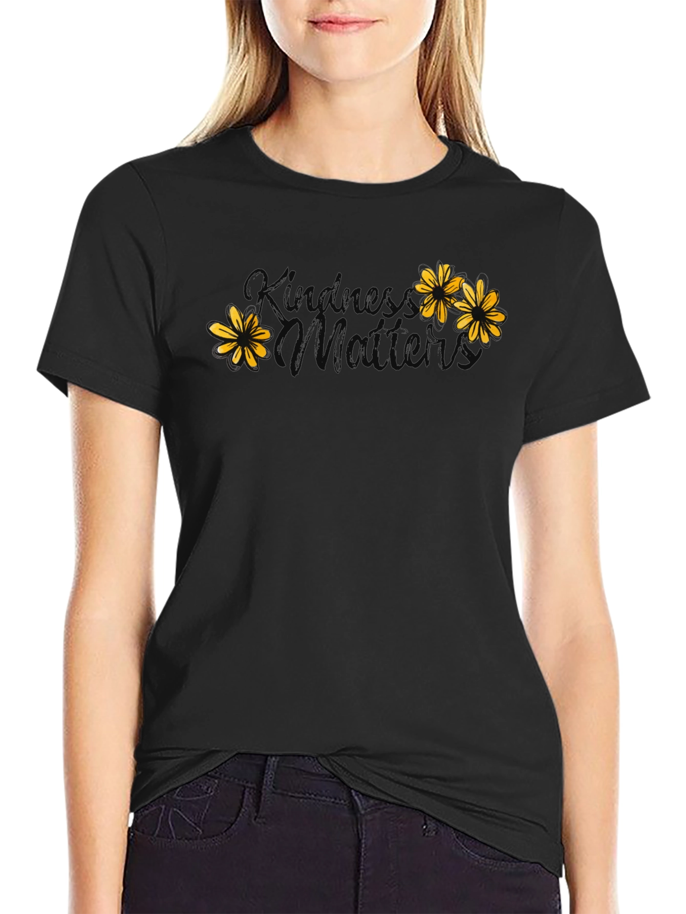 Black Kindness Matters Graphic Tee - Unisex Black T-Shirt view 2