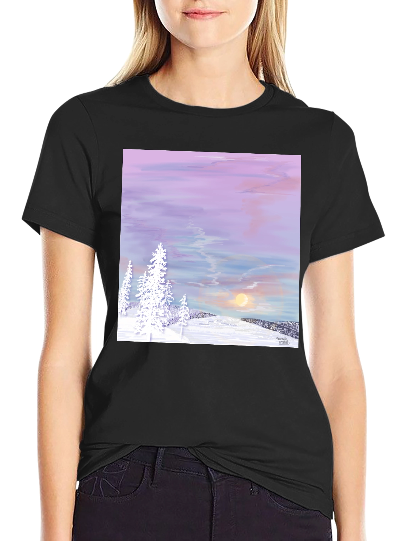 Black Winter Sunset Graphic Tee view 2
