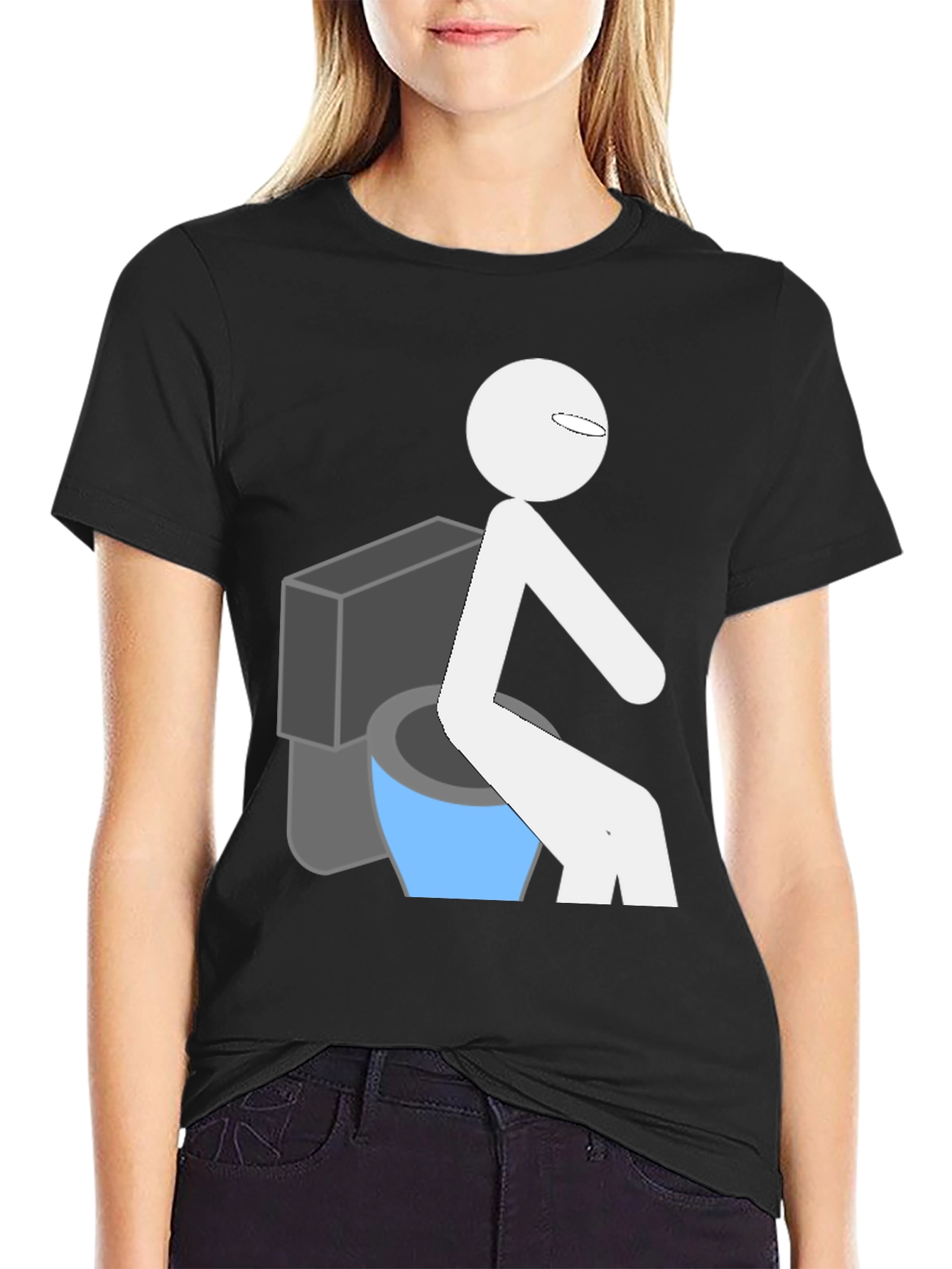 Black Funny Toilet Humor Graphic T-Shirt view 2