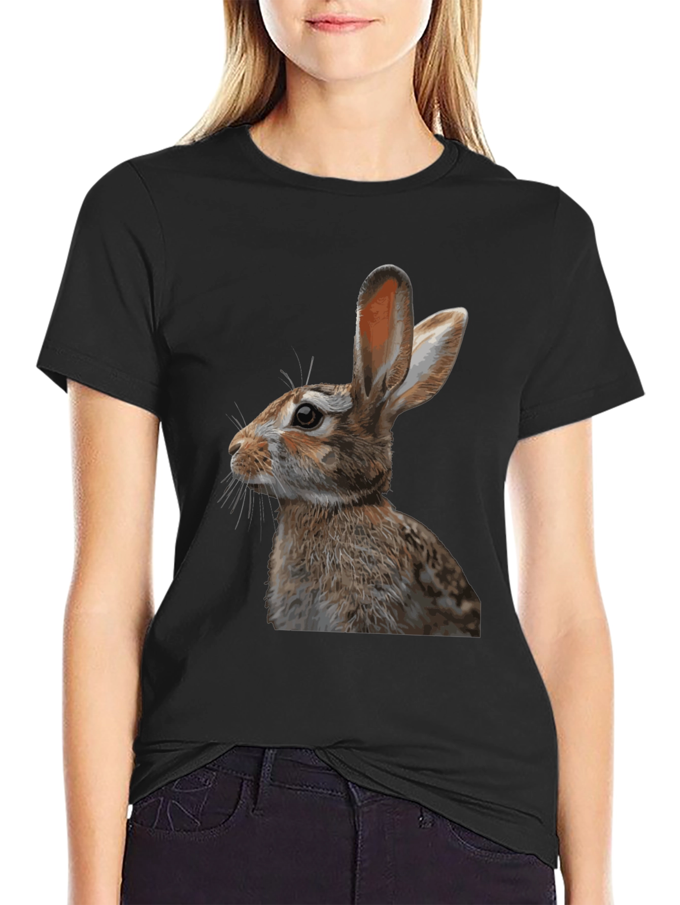 Black Rabbit Graphic Tee - Stylish Black T-Shirt view 2