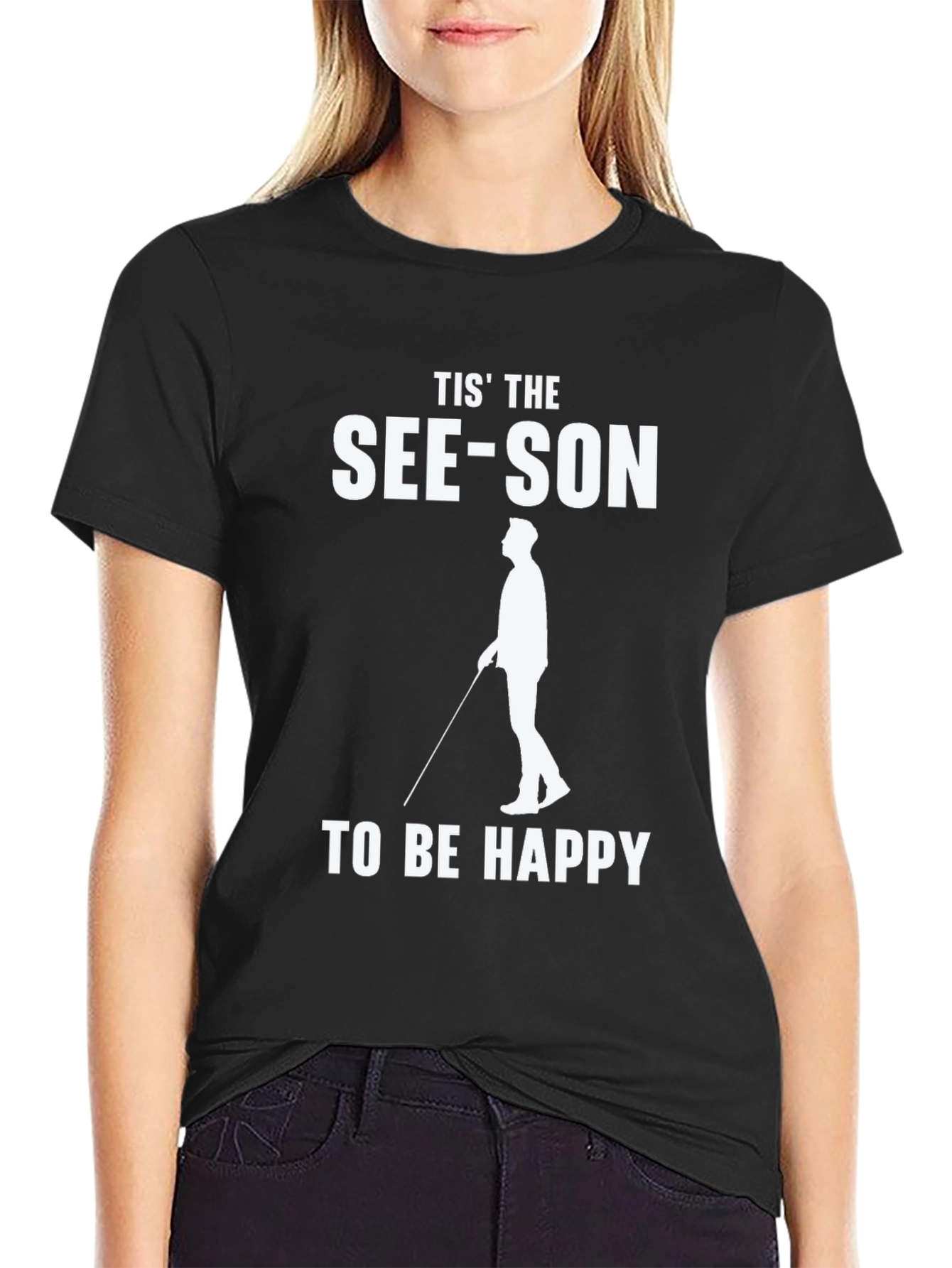 Black Tis' The See-Son to be Happy T-Shirt view 2