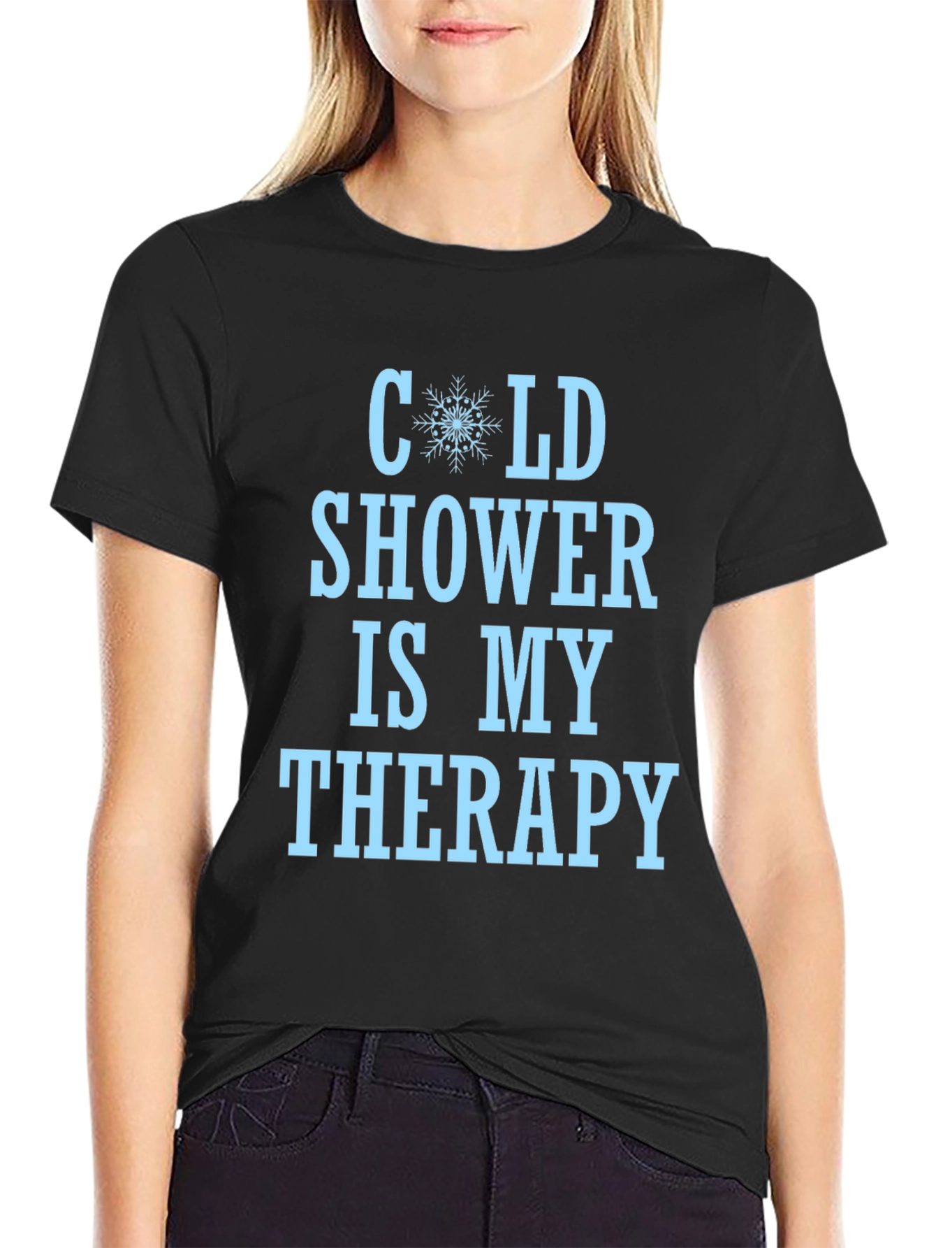 Black Cold Shower Therapy Graphic Tee - Black T-Shirt view 2