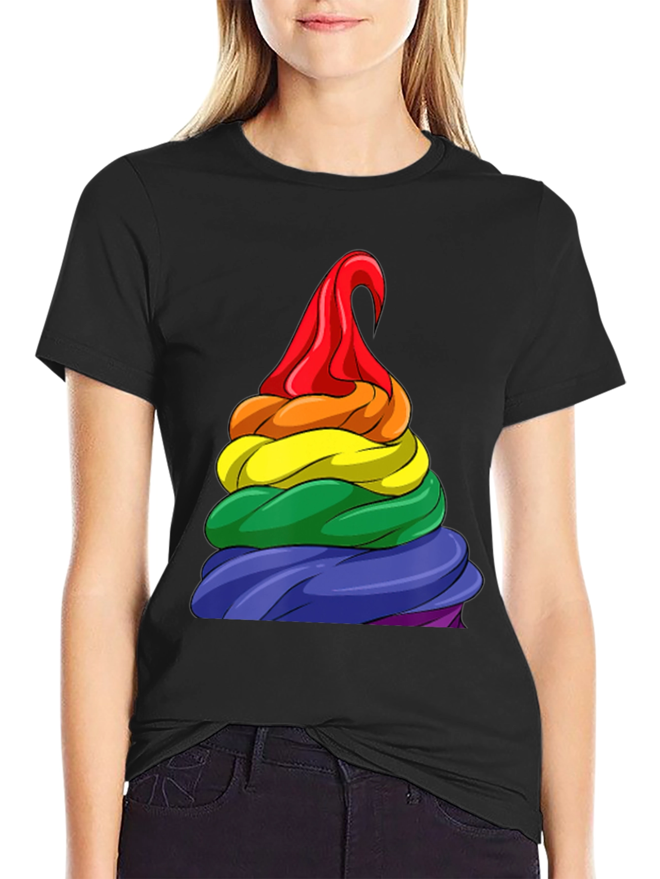 Black Rainbow Swirl T-Shirt - Pride Apparel view 2
