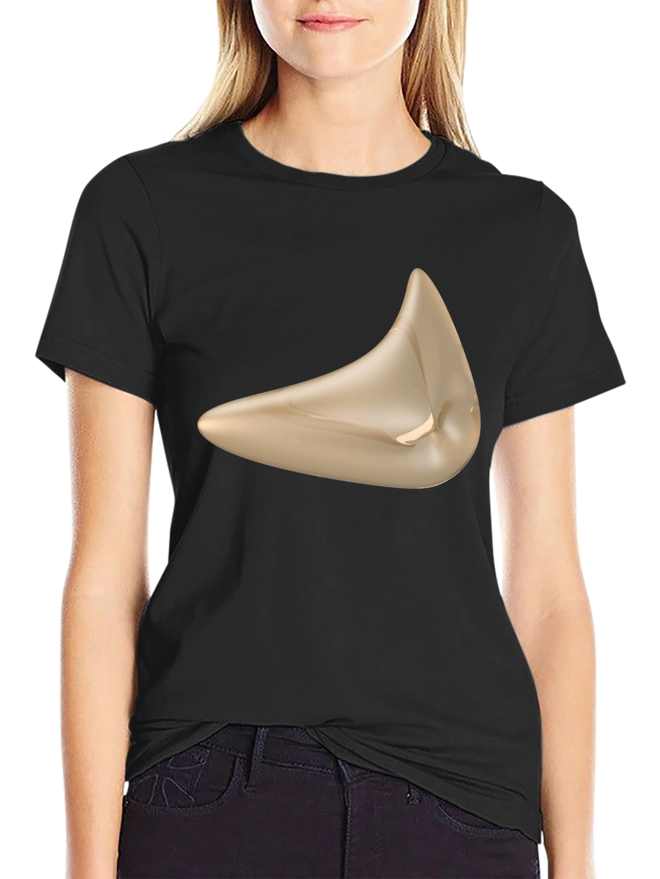 Black Abstract Shape Graphic Tee - Modern Style, Soft Black Shirt view 2