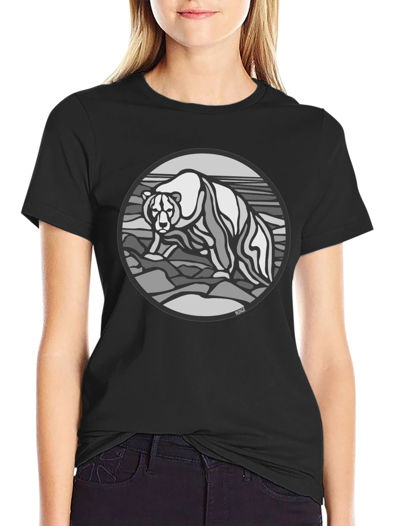 Black Bear Graphic T-Shirt - Black Cotton Tee view 2