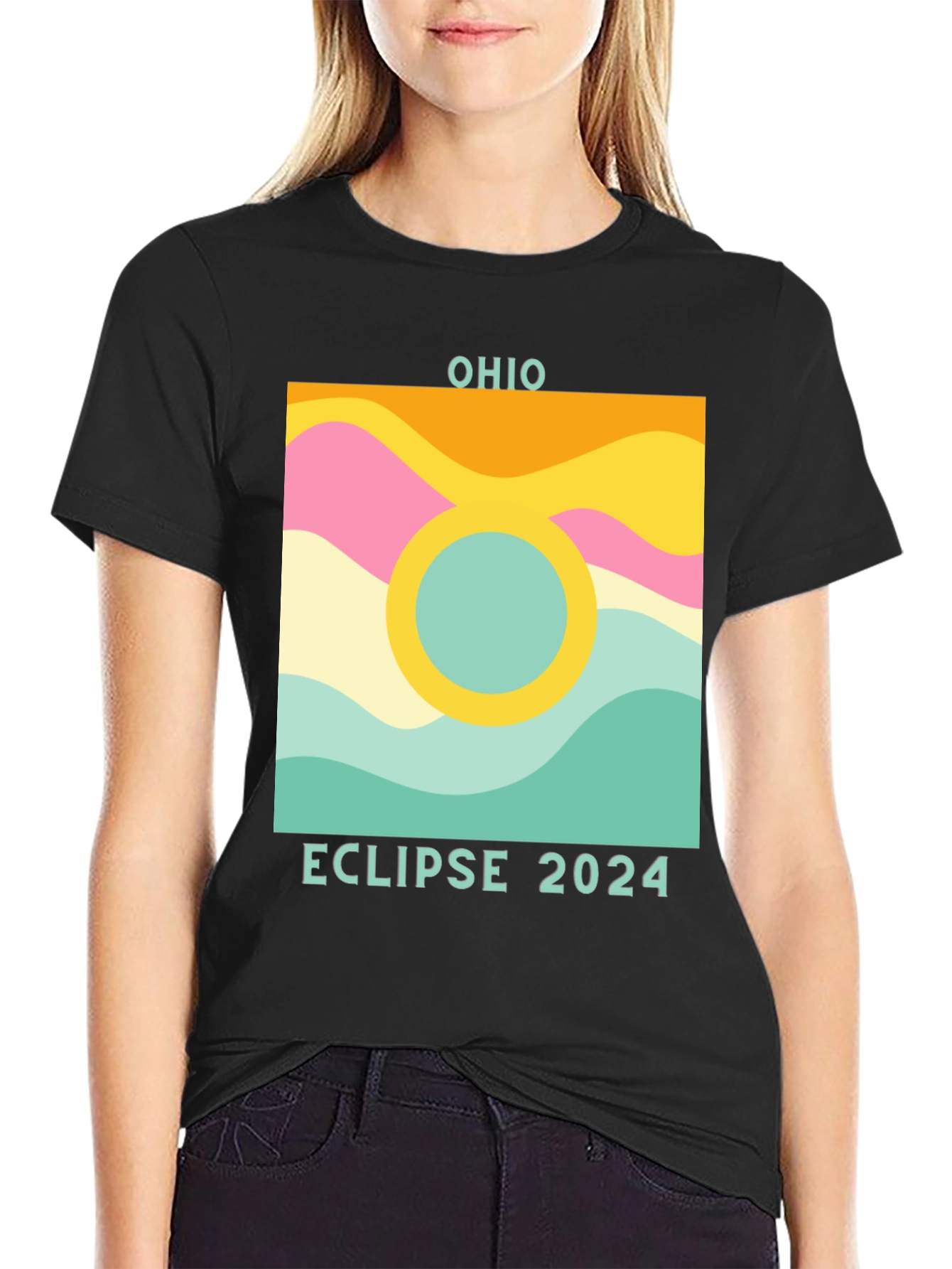 Black Ohio Eclipse 2024 Graphic Tee view 2