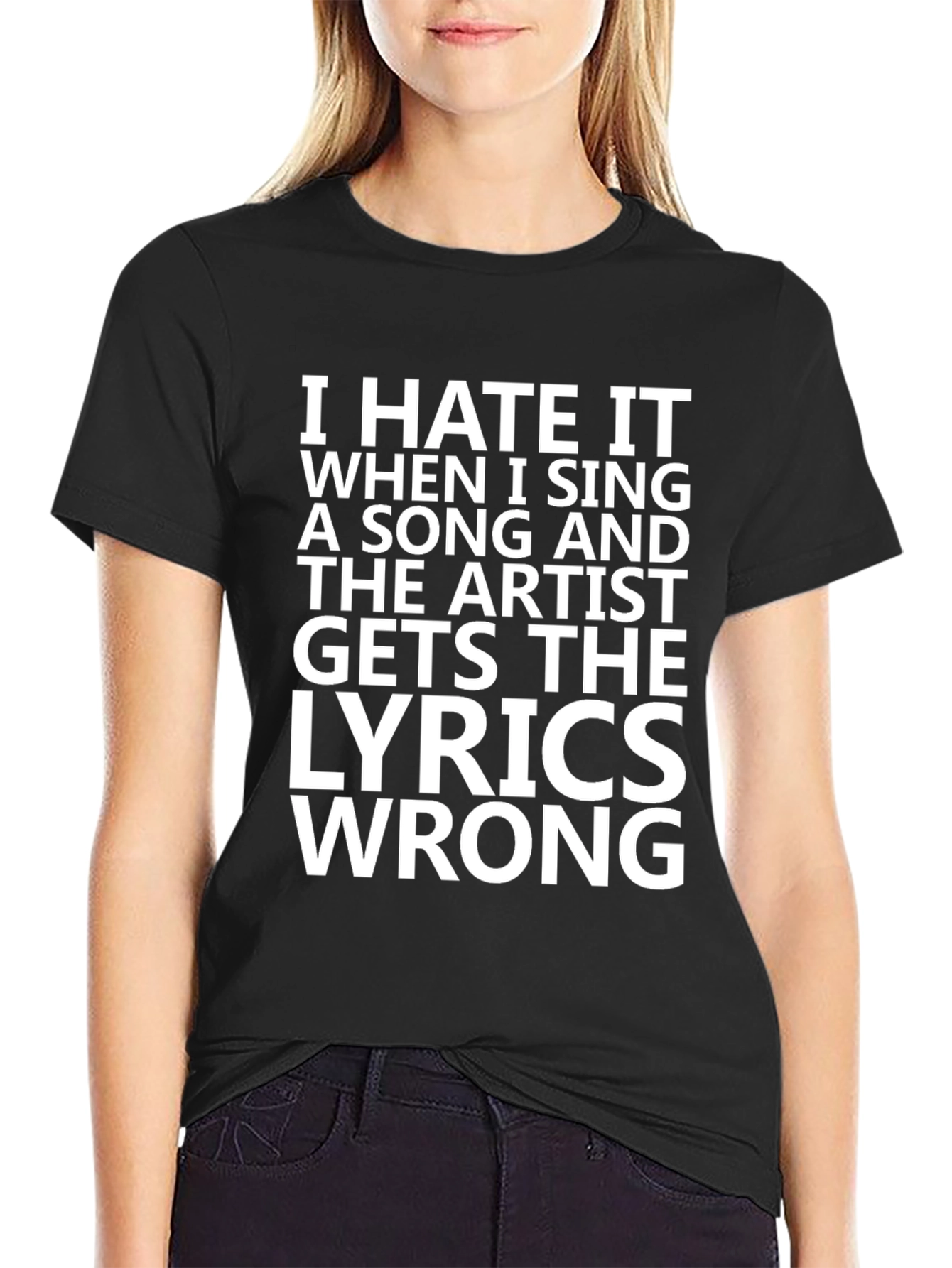 Black Funny 'I Hate It When I Sing' T-Shirt view 2