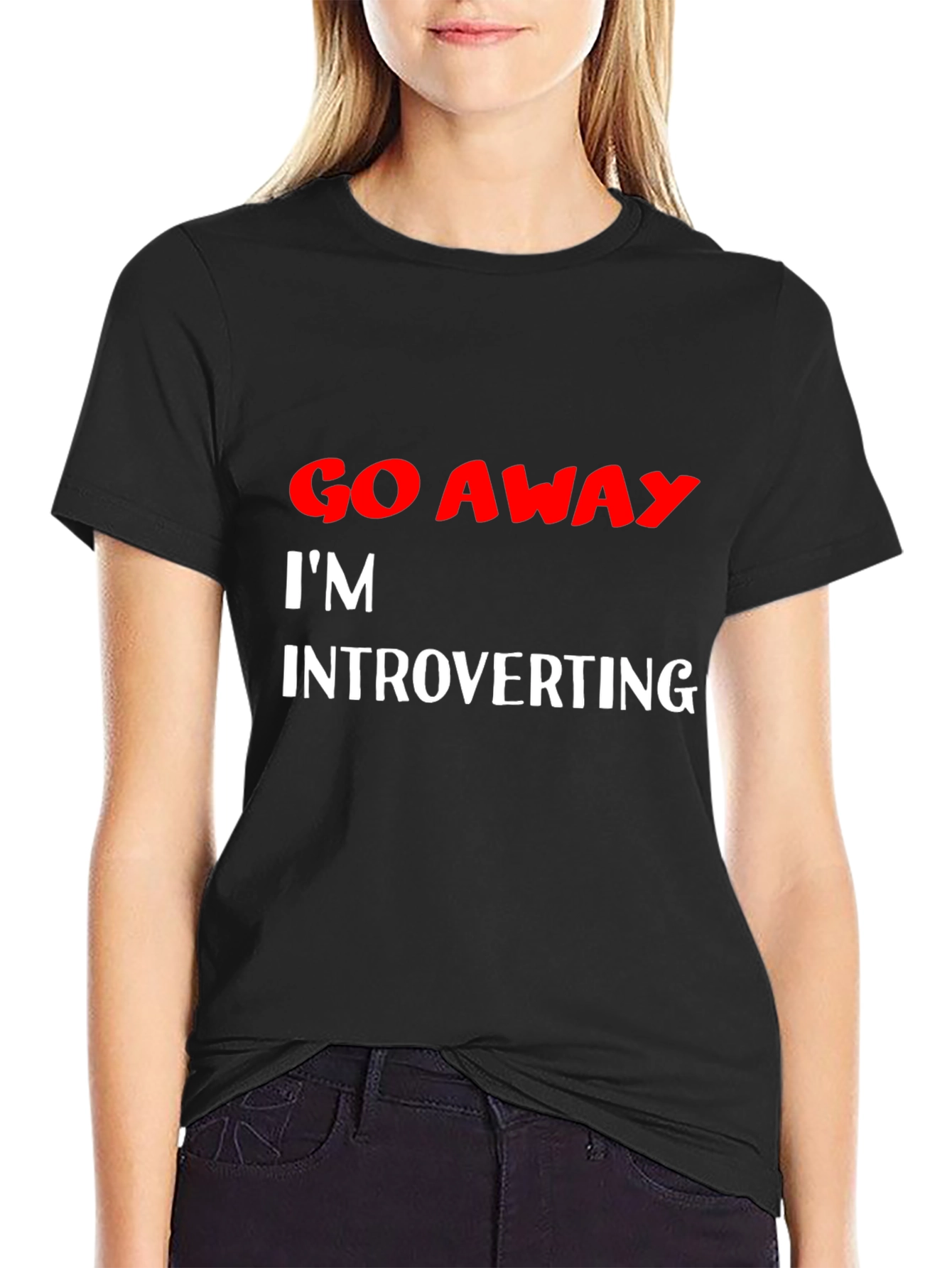 Black Introvert Tee - Funny Graphic Slogan Shirt view 2