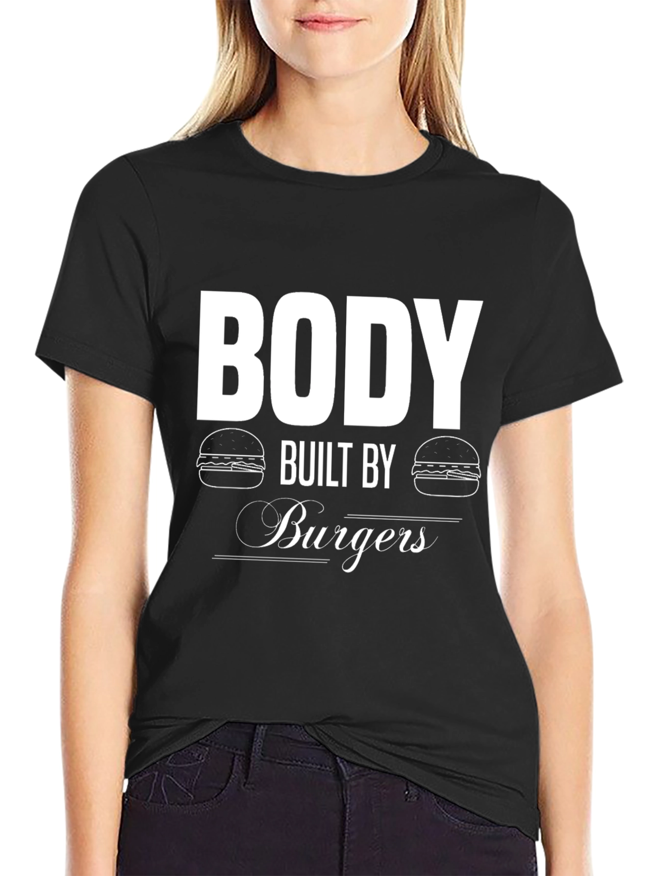 Black Body Built By Burgers Black T-Shirt view 2