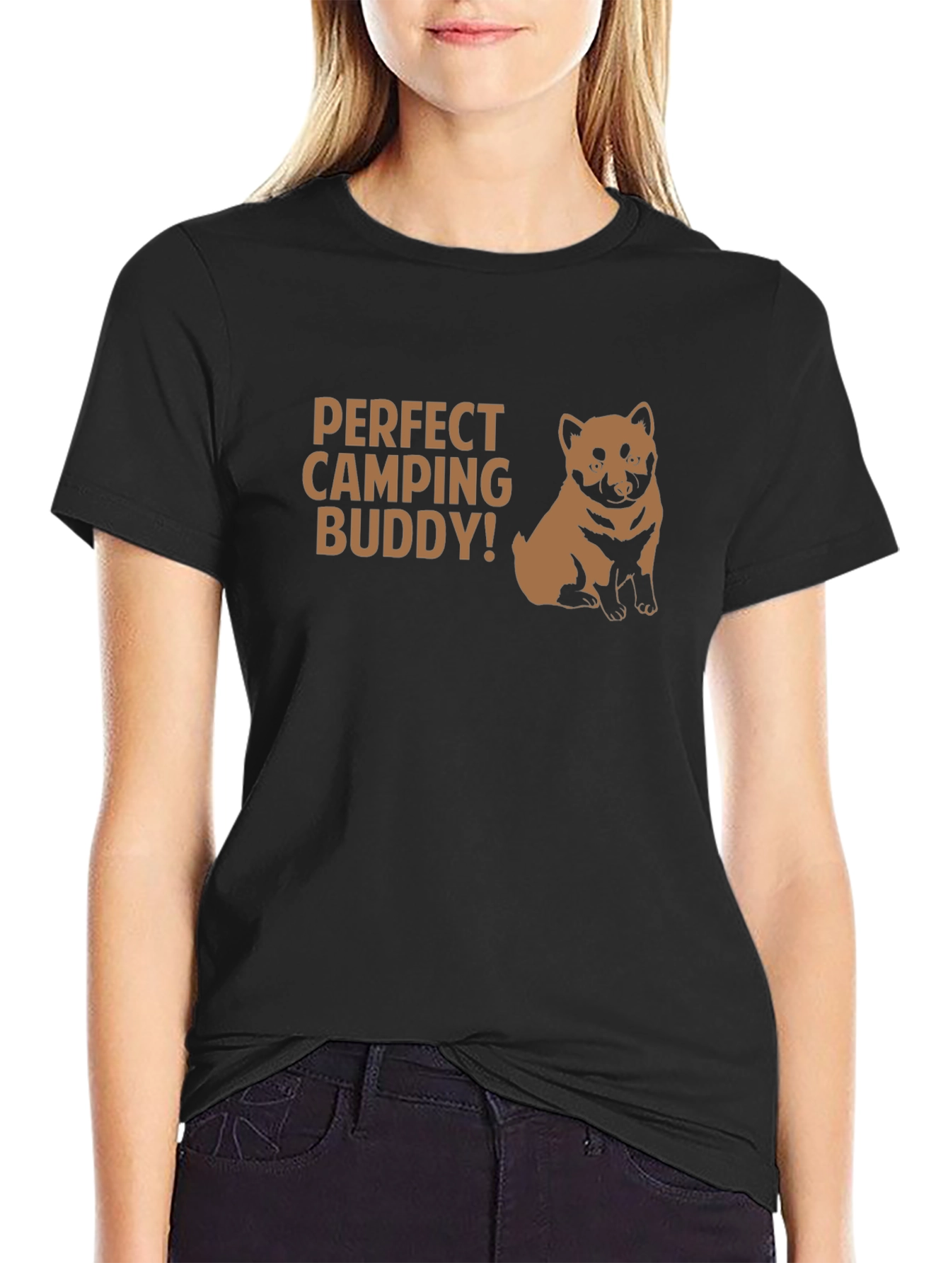 Black Perfect Camping Buddy T-Shirt - Dog Lover Tee view 2