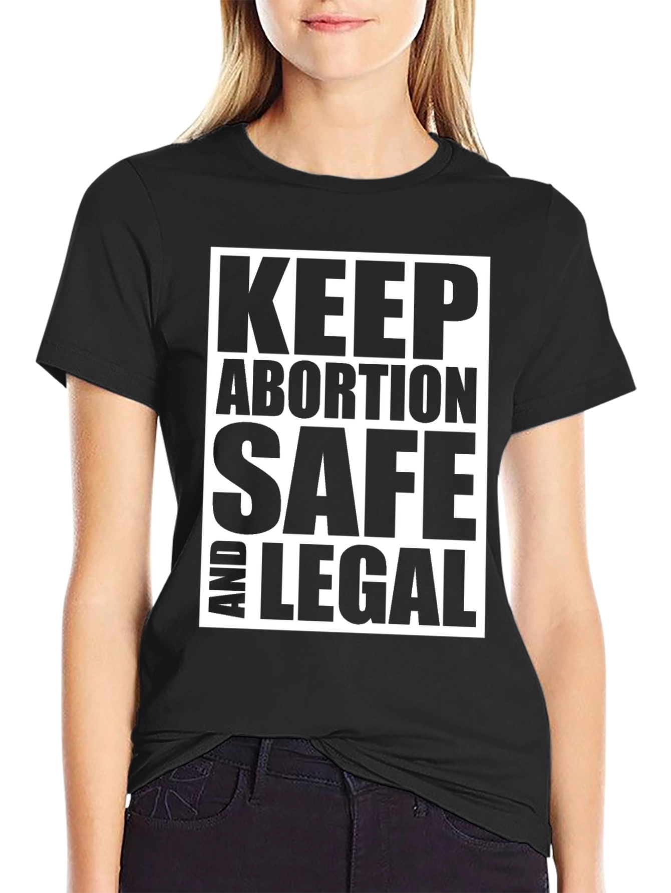 Black Keep Abortion Safe and Legal Black Graphic Tee view 2
