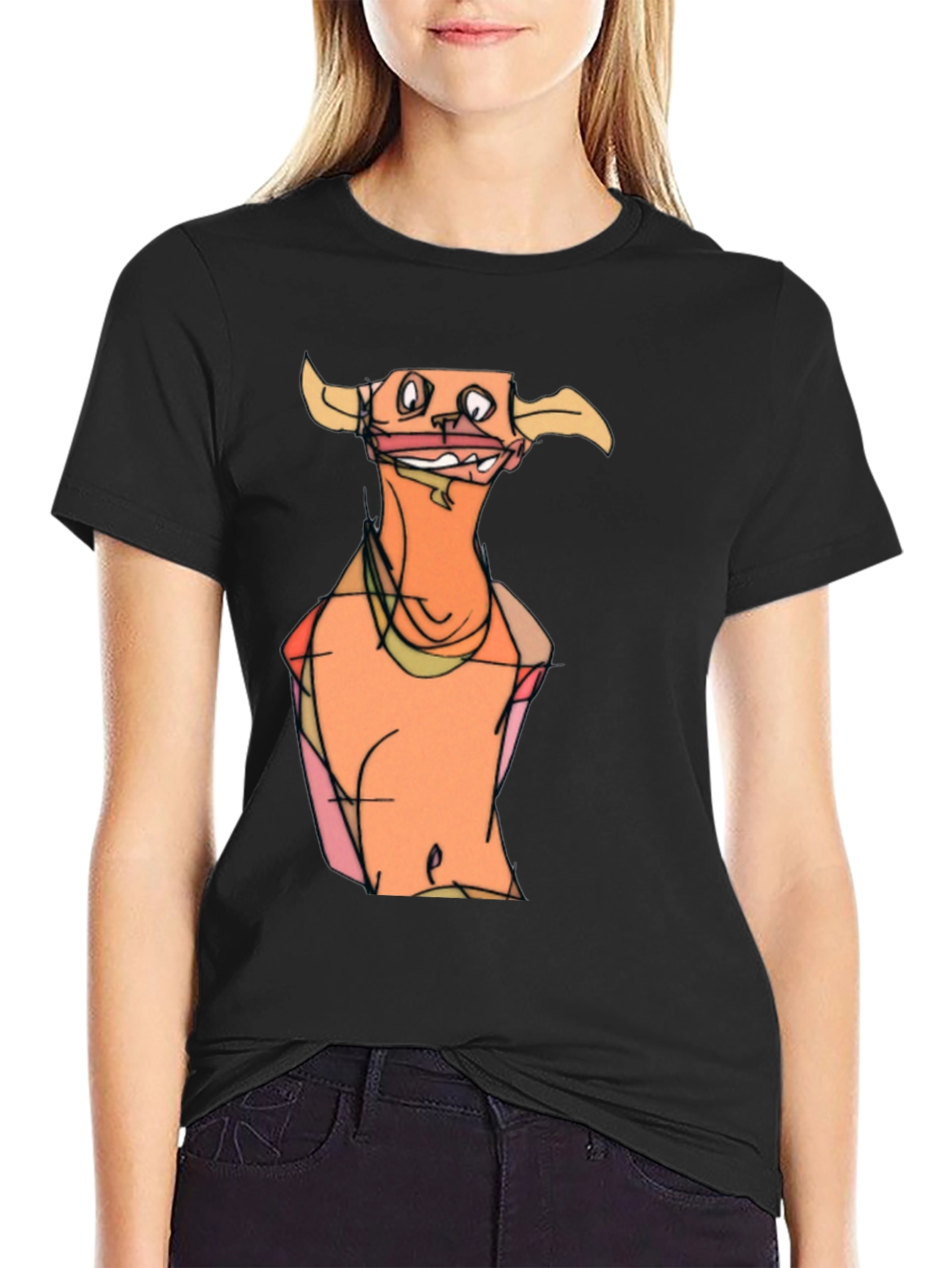 Black Cartoon Character Graphic Tee - Men's Black T-Shirt view 2