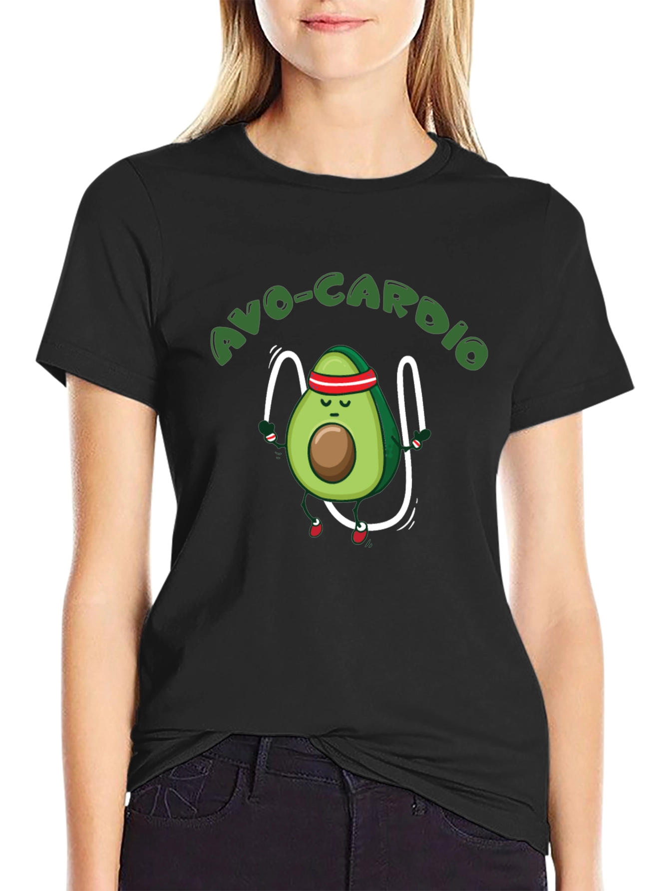 Black Avo-Cardio Black T-Shirt - Avocado Exercise Tee view 2