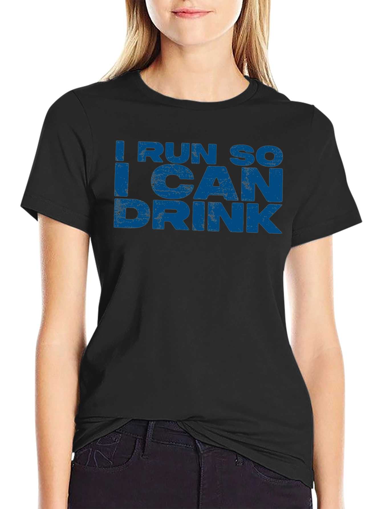Black I Run So I Can Drink T-Shirt - Funny Workout Tee view 2