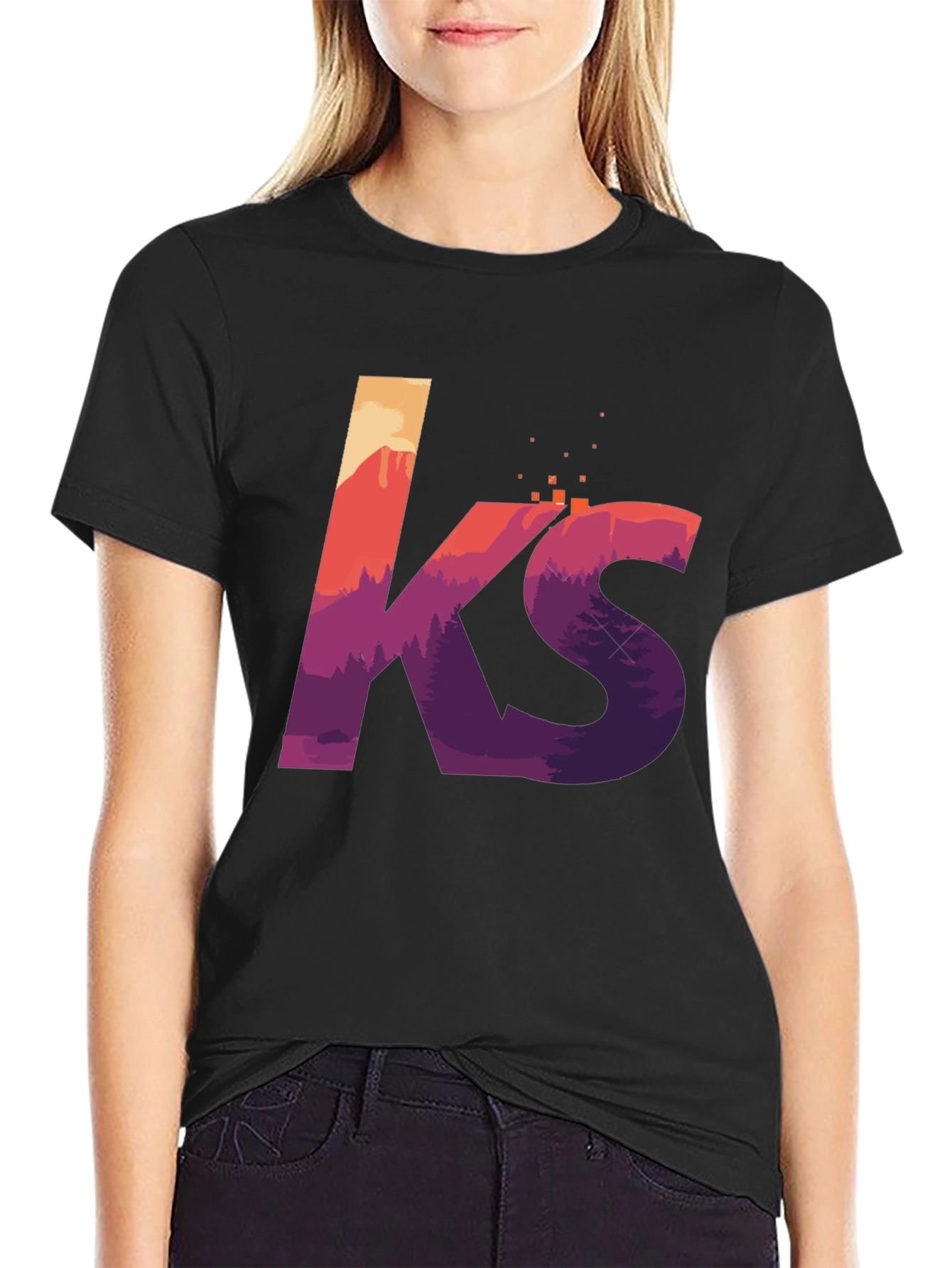 Black KS Mountainscape Graphic Tee - Soft Cotton Blend view 2