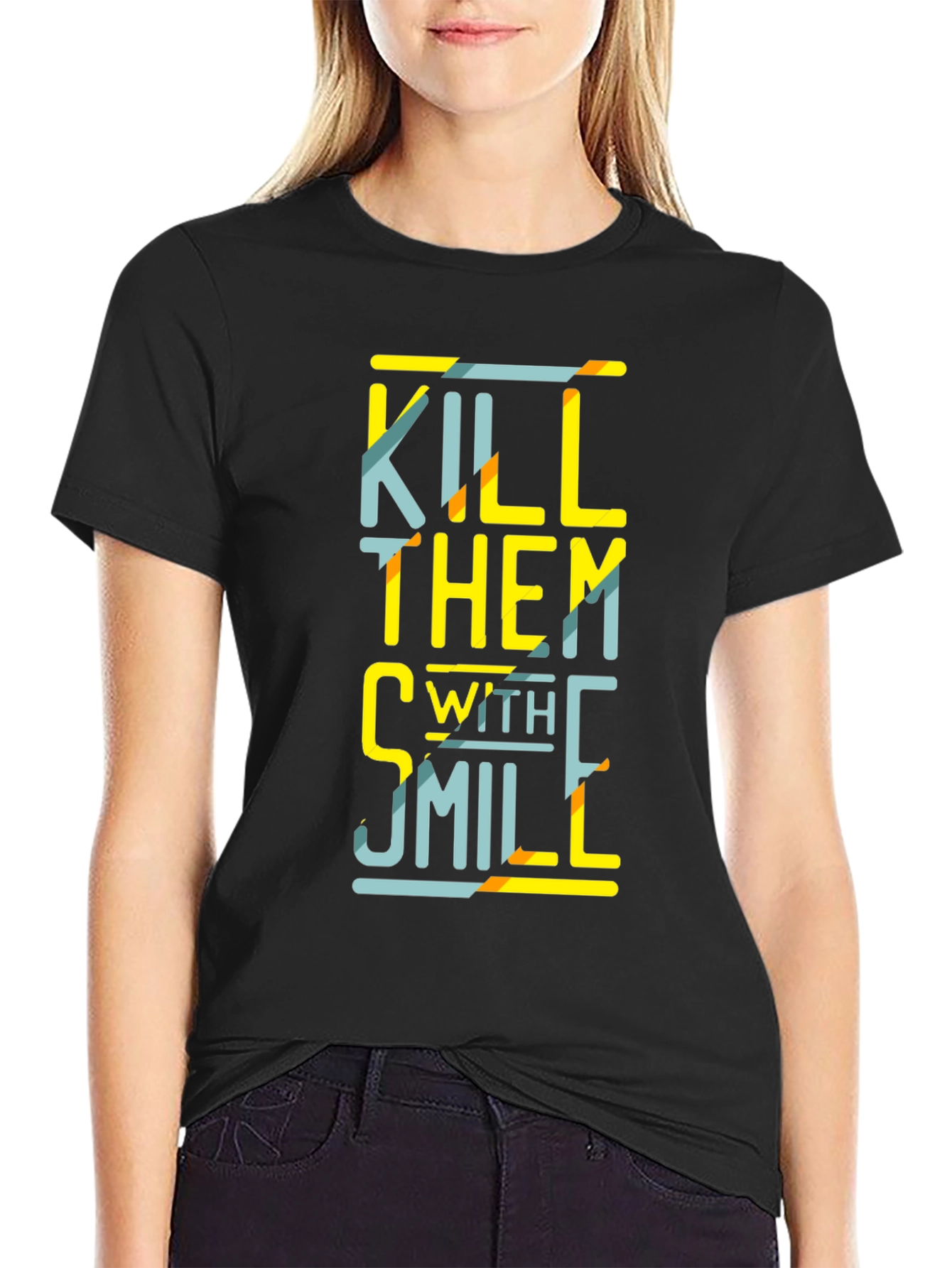 Black Kill Them With Smile Graphic Tee - Black view 2