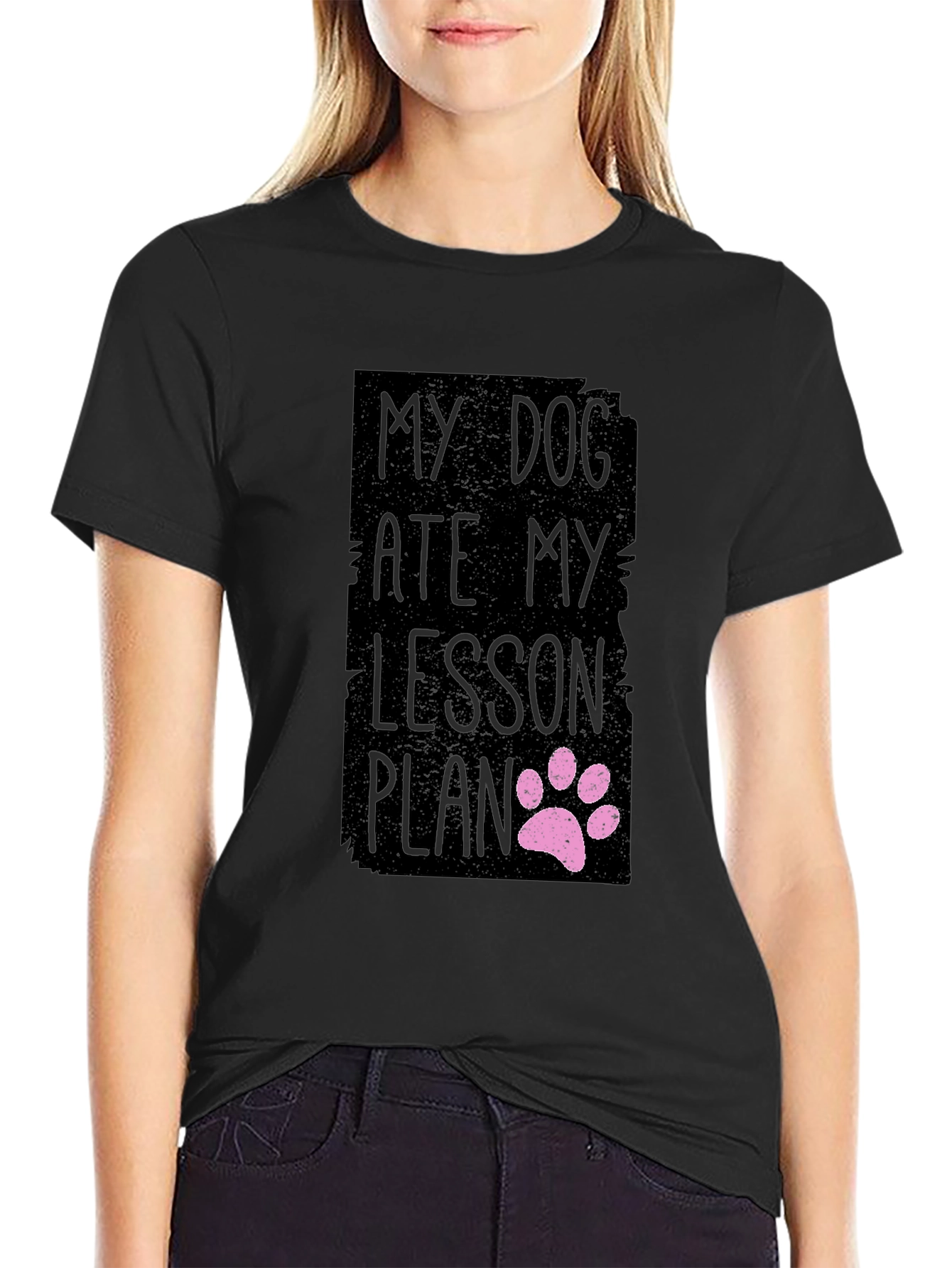 Black My Dog Ate My Lesson Plan Black T-Shirt view 2
