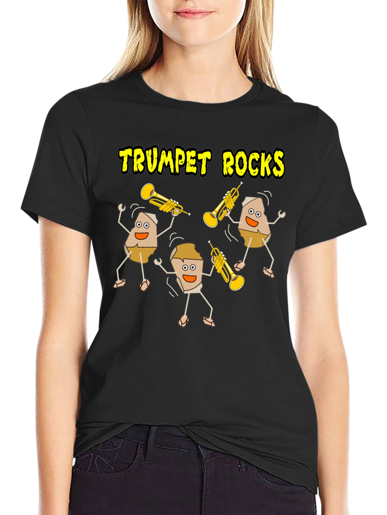 Black Trumpet Rocks Graphic T-Shirt view 2