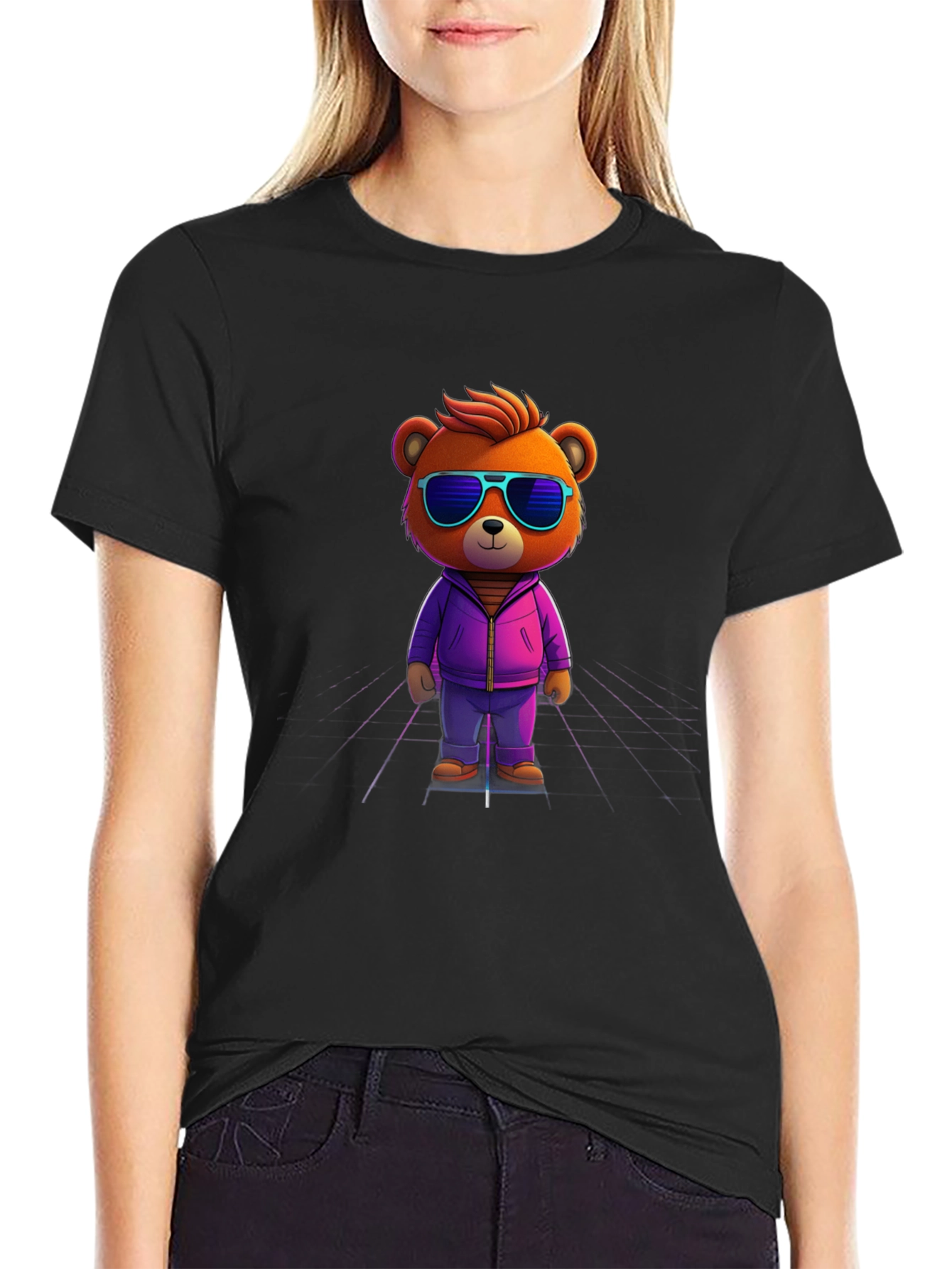 Black Cool Bear Graphic Tee - Black view 2