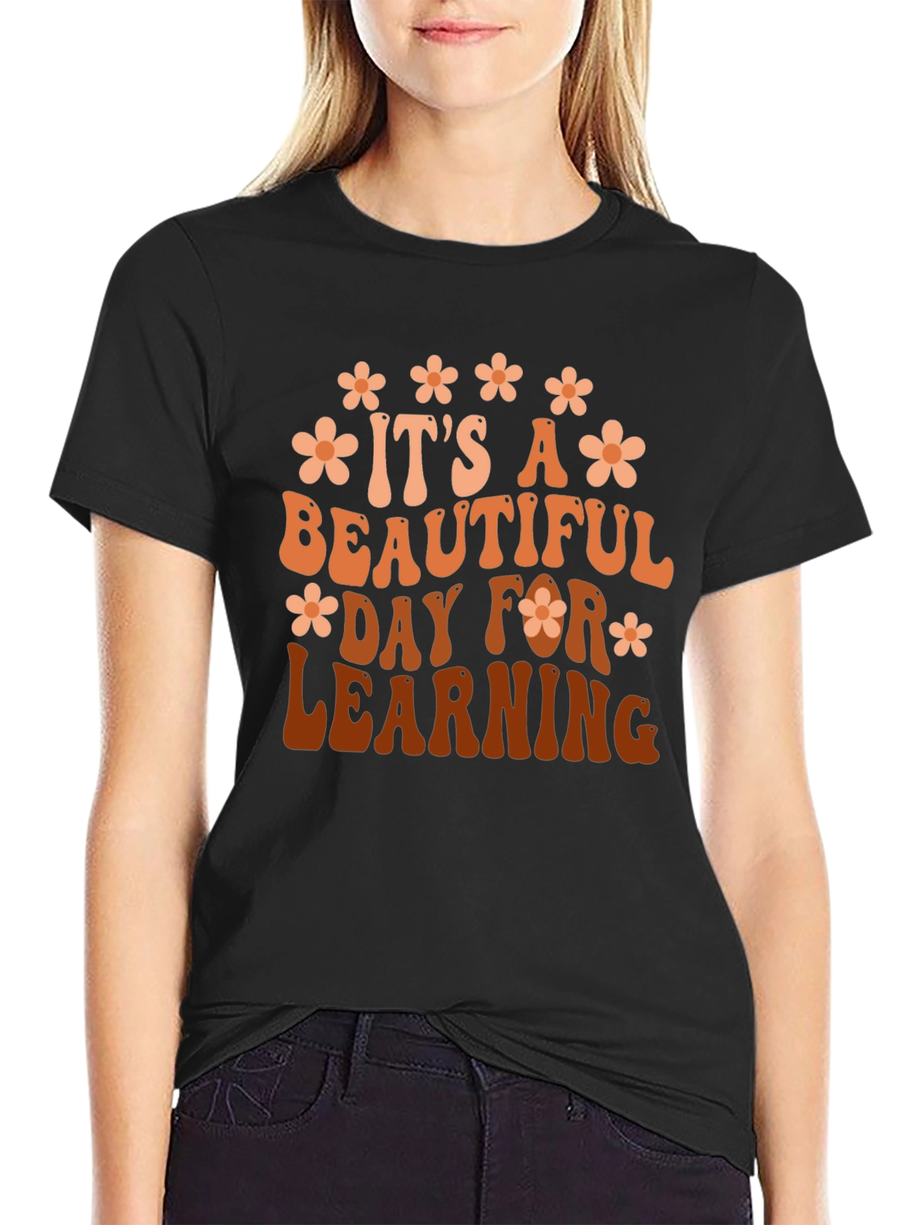 Black It's A Beautiful Day For Learning Graphic Tee view 2
