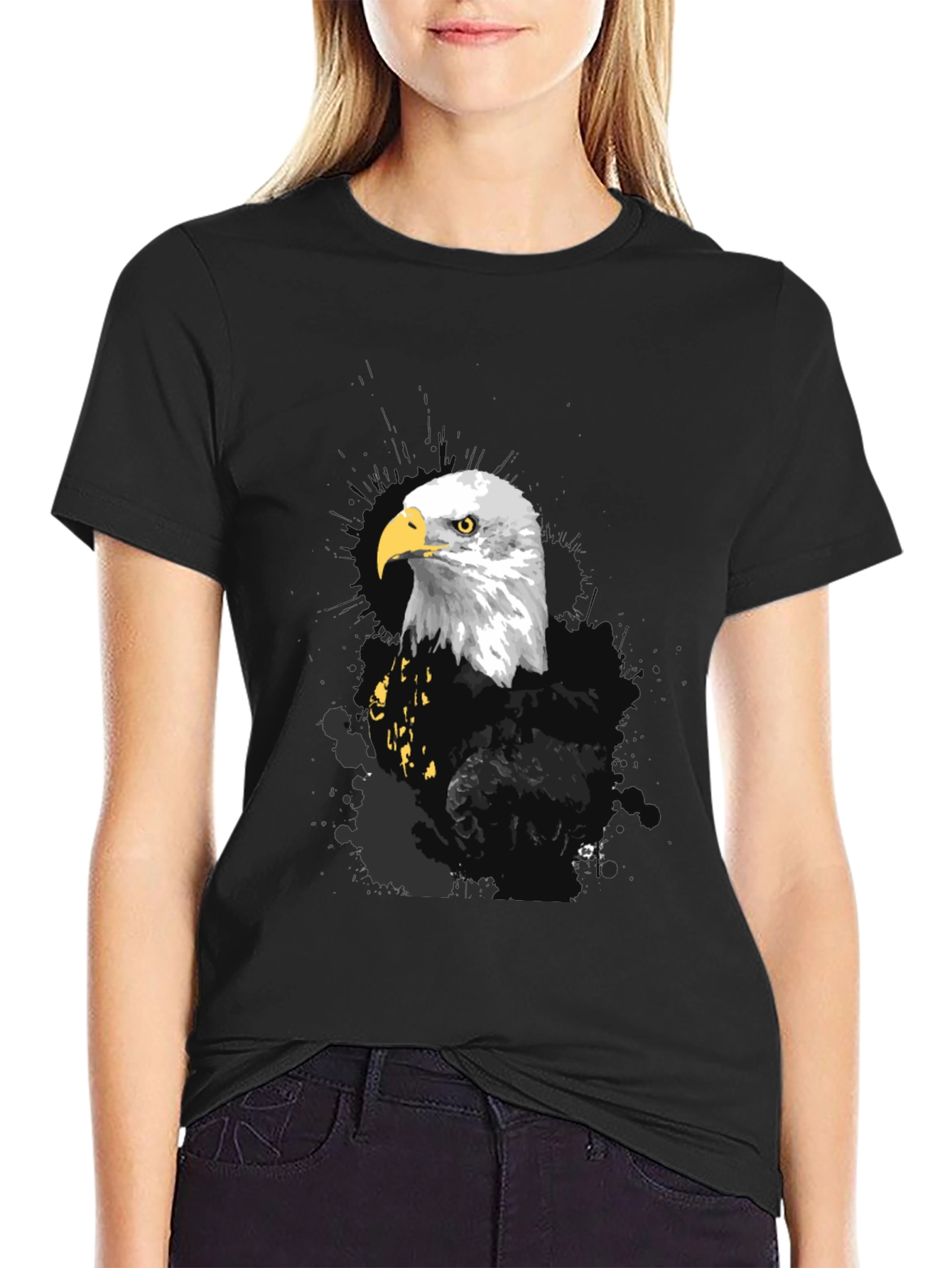 Black Eagle Graphic Print Men's Black T-Shirt view 2