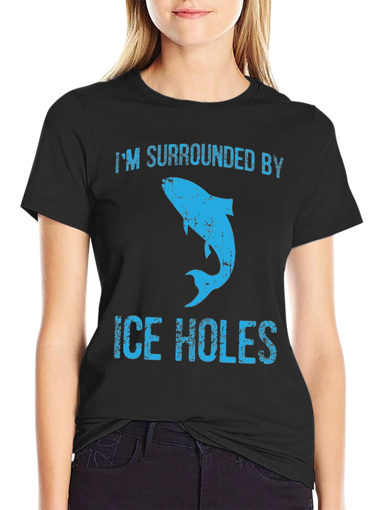 Black I'm Surrounded By Ice Holes T-Shirt view 2