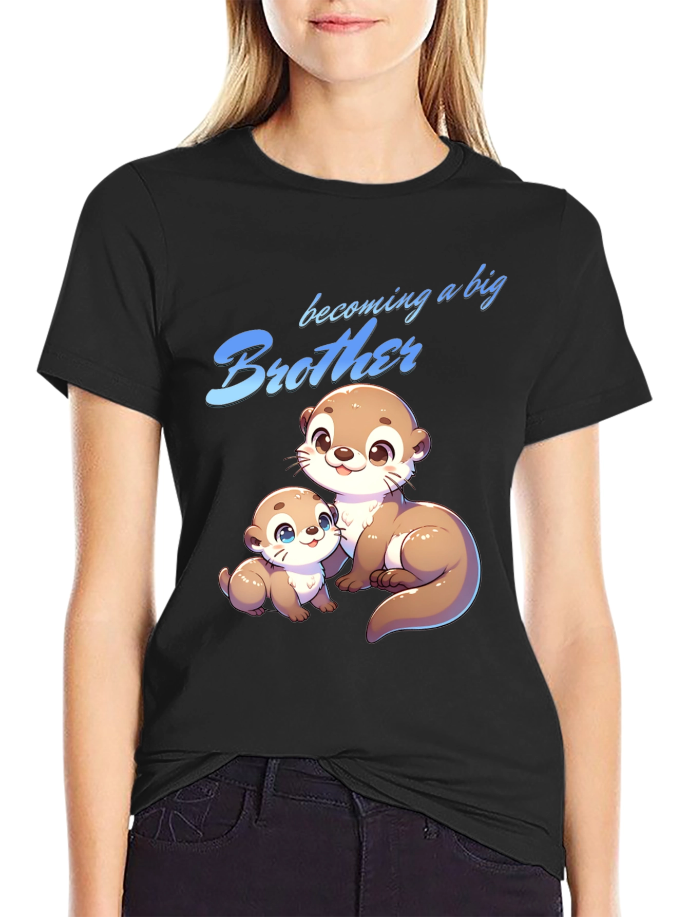Black Becoming a Big Brother Otter T-Shirt view 2