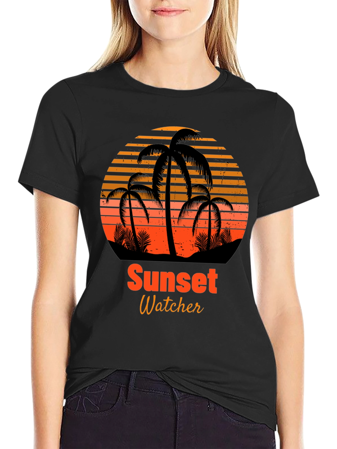 Black Sunset Watcher Graphic Tee view 2