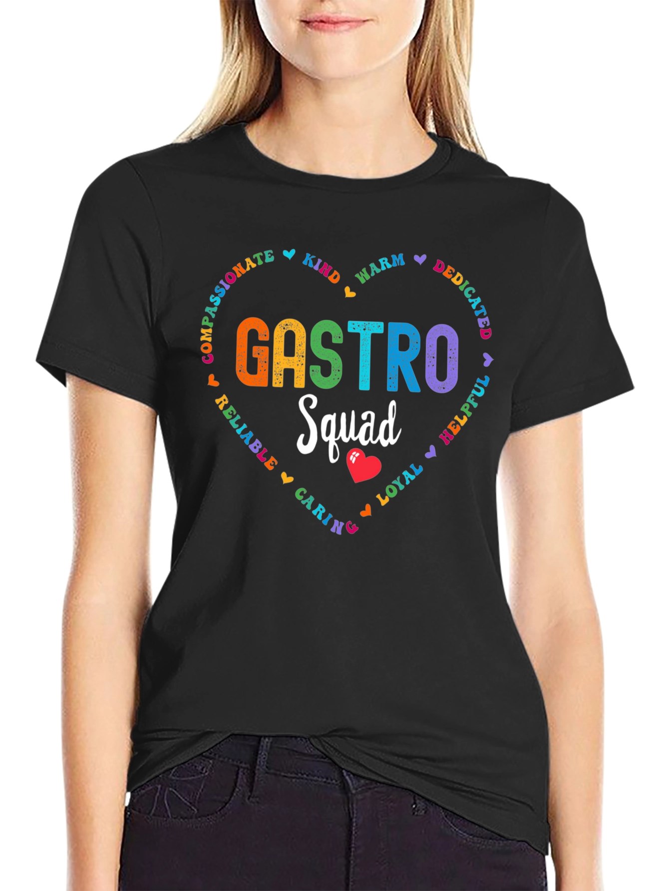 Black Gastro Squad Heart Tee - Compassionate Team Apparel view 2