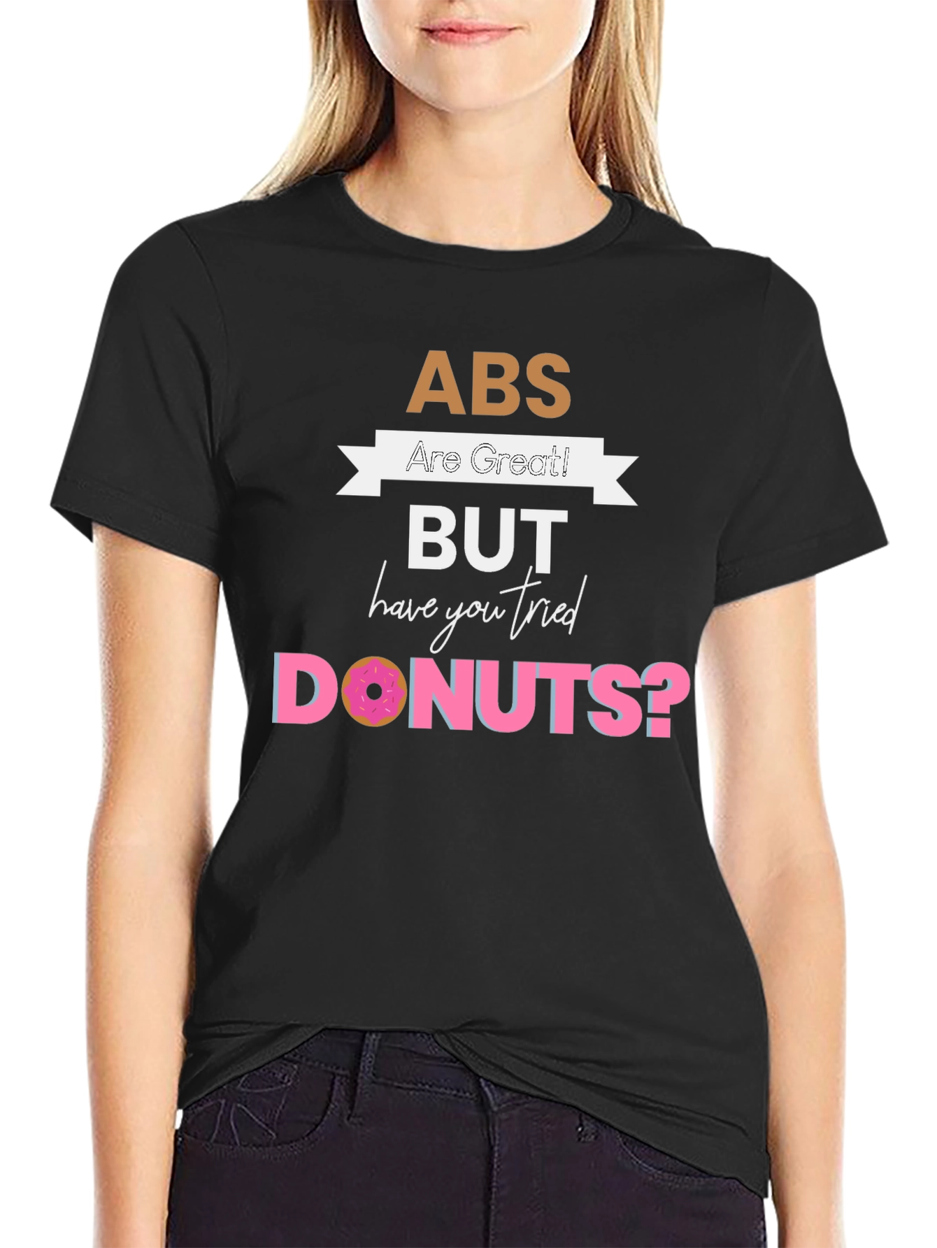 Black Abs are Great But Donuts T-Shirt - Funny Graphic Tee view 2