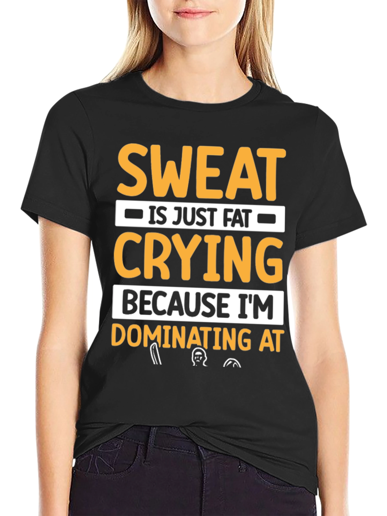 Black Sweat is Fat Crying T-Shirt - Workout Motivation Tee view 2