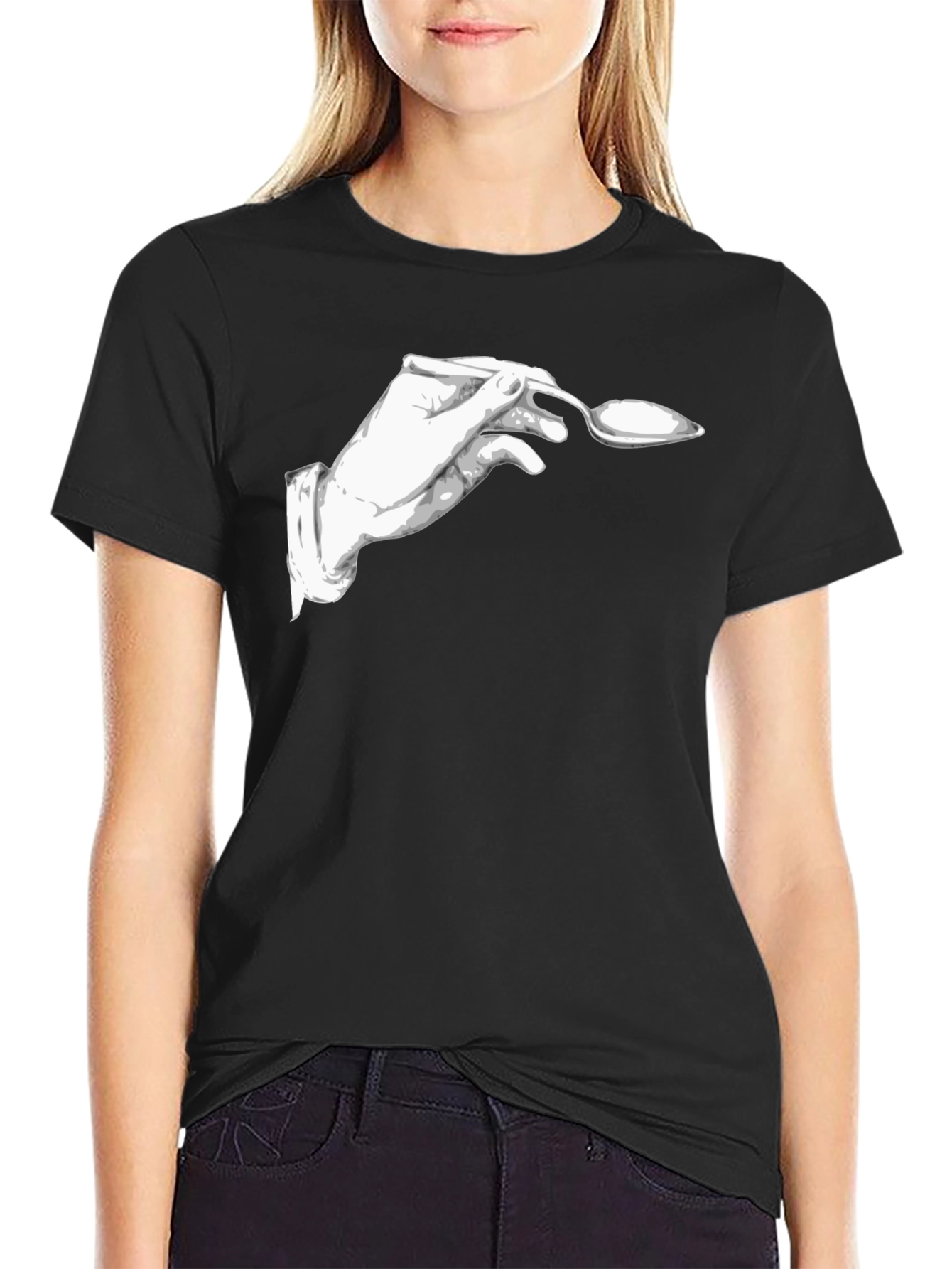 Black Novelty Hand & Spoon Graphic Tee view 2
