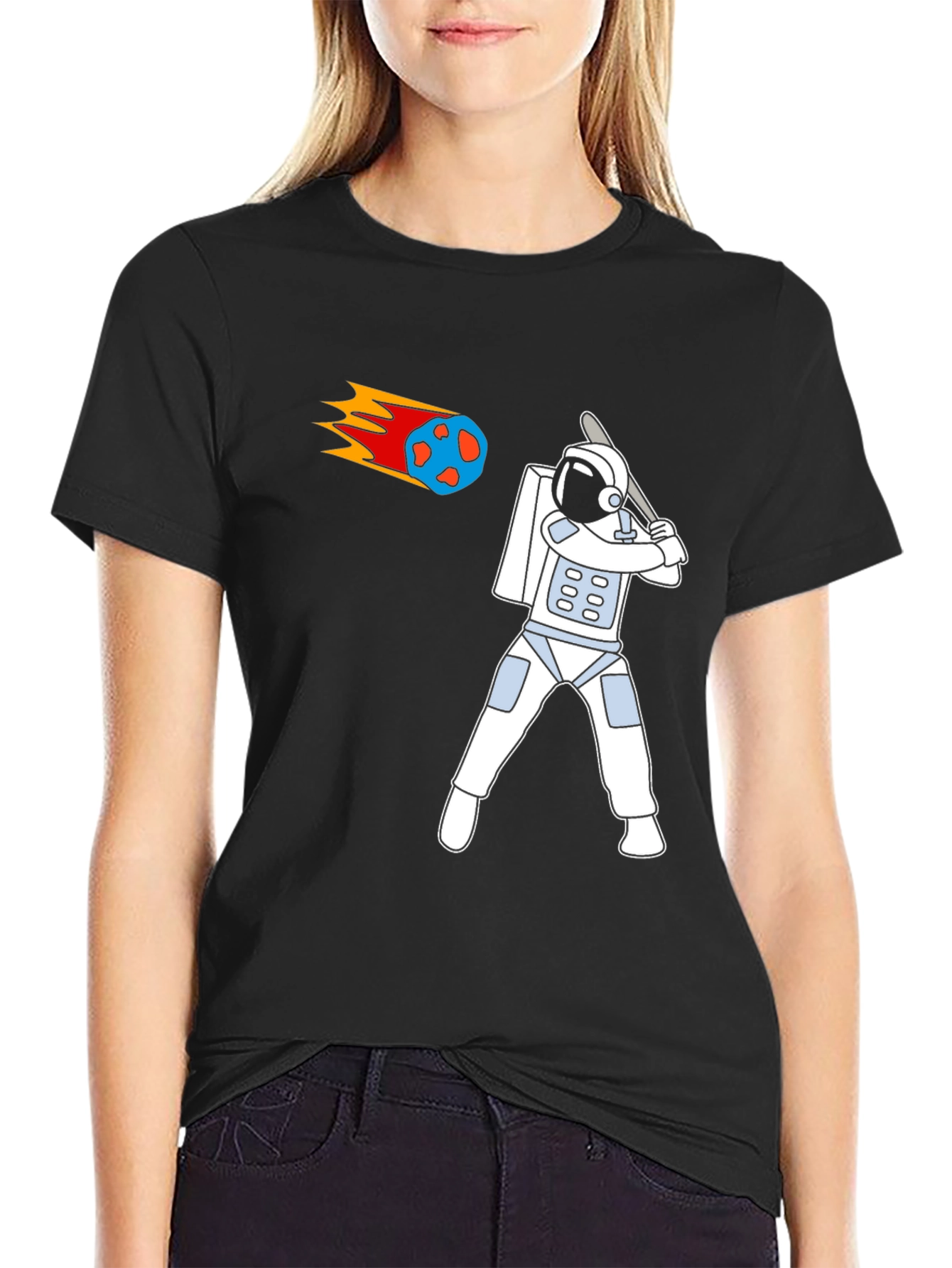 Black Astronaut Baseball T-Shirt - Swing for the Stars! view 2