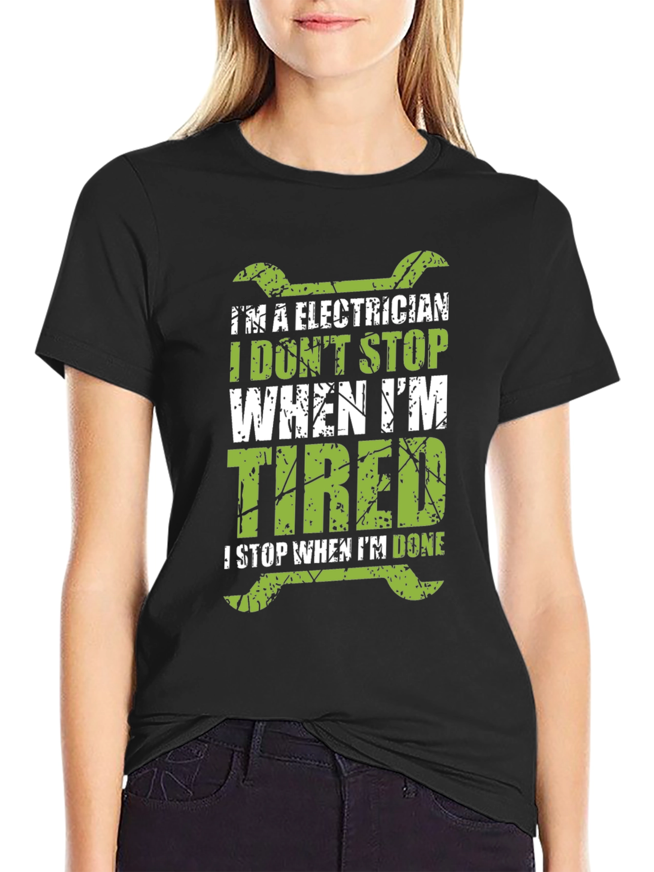 Black Electrician T-Shirt - I Don't Stop When I'm Tired view 2