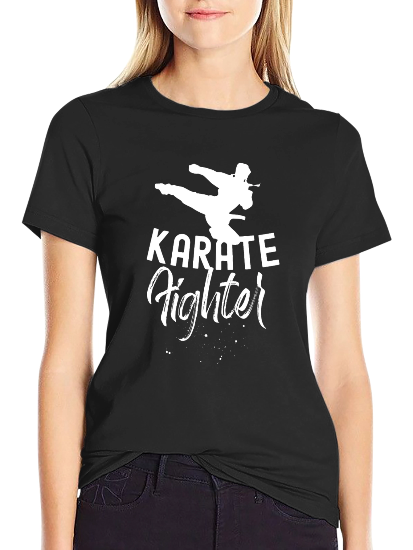 Black Karate Fighter Graphic Tee - Martial Arts Style view 2