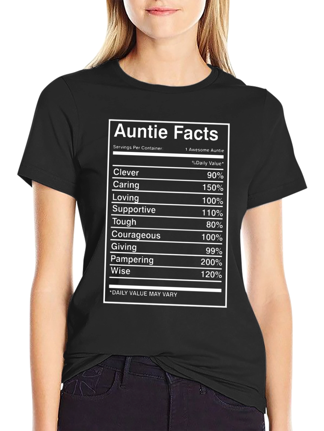 Black Auntie Facts Funny Graphic T-Shirt view 2