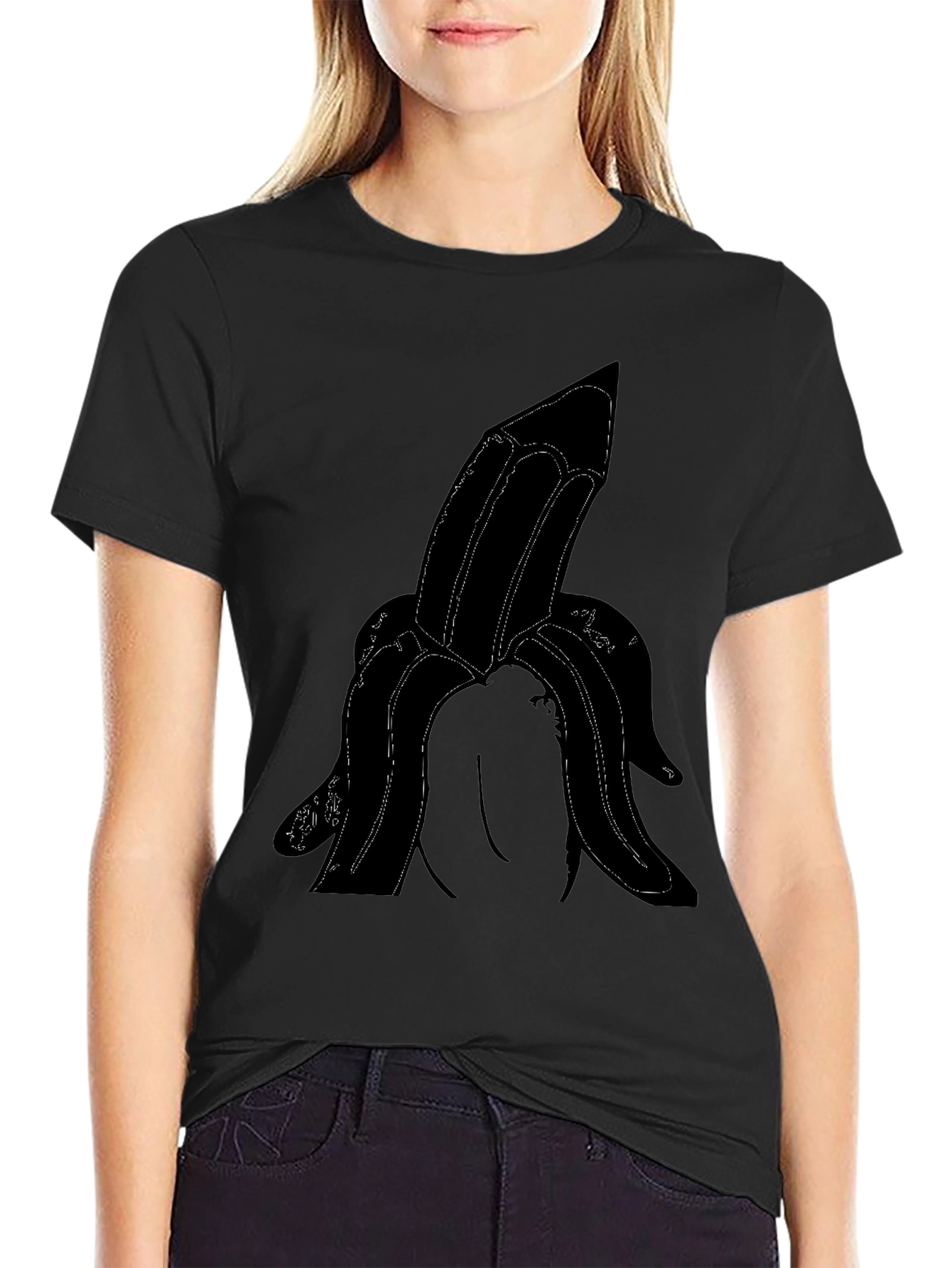Black Novelty Banana Graphic Tee - Adult Humor T-Shirt view 2